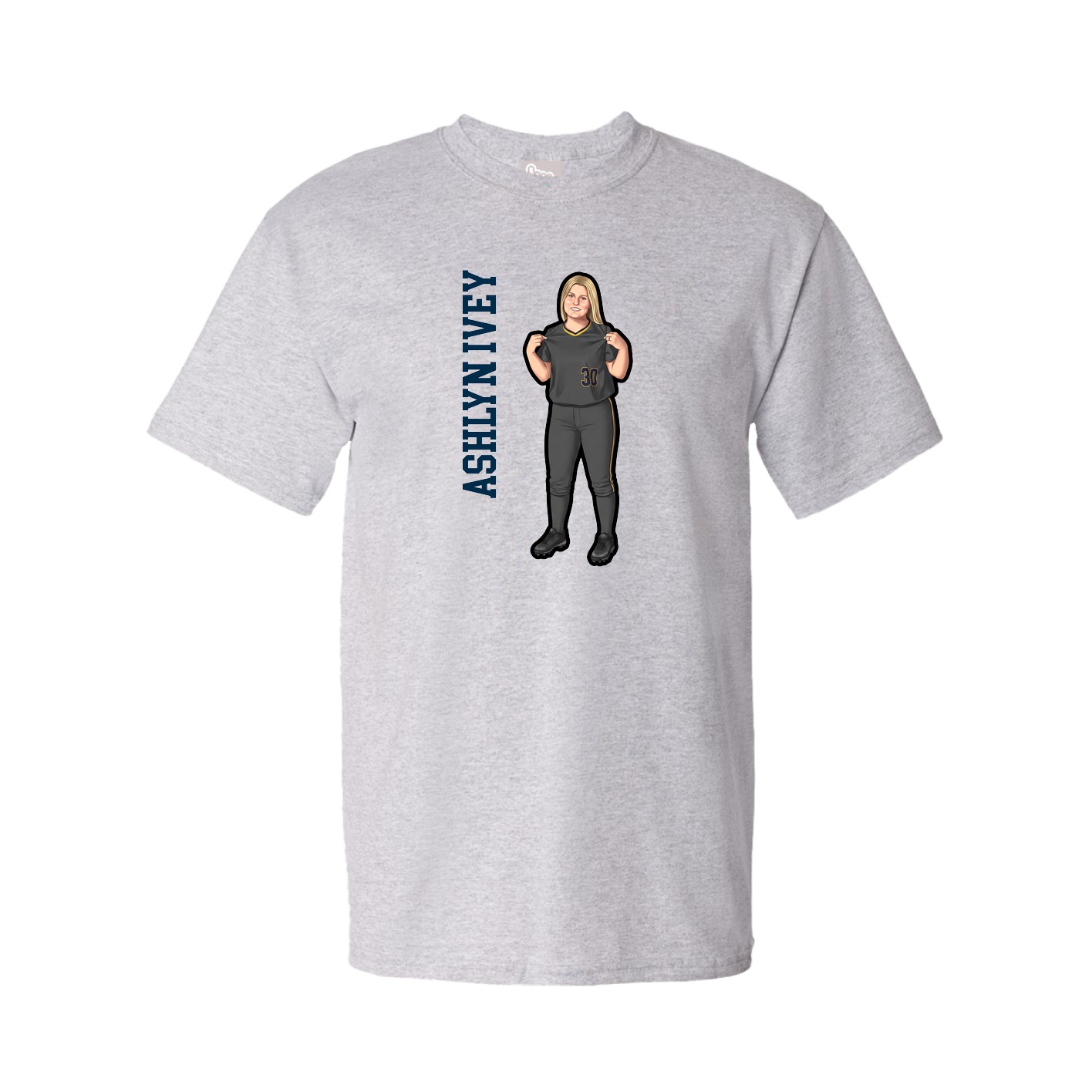 Youth Tee — Name Vertical in Grey