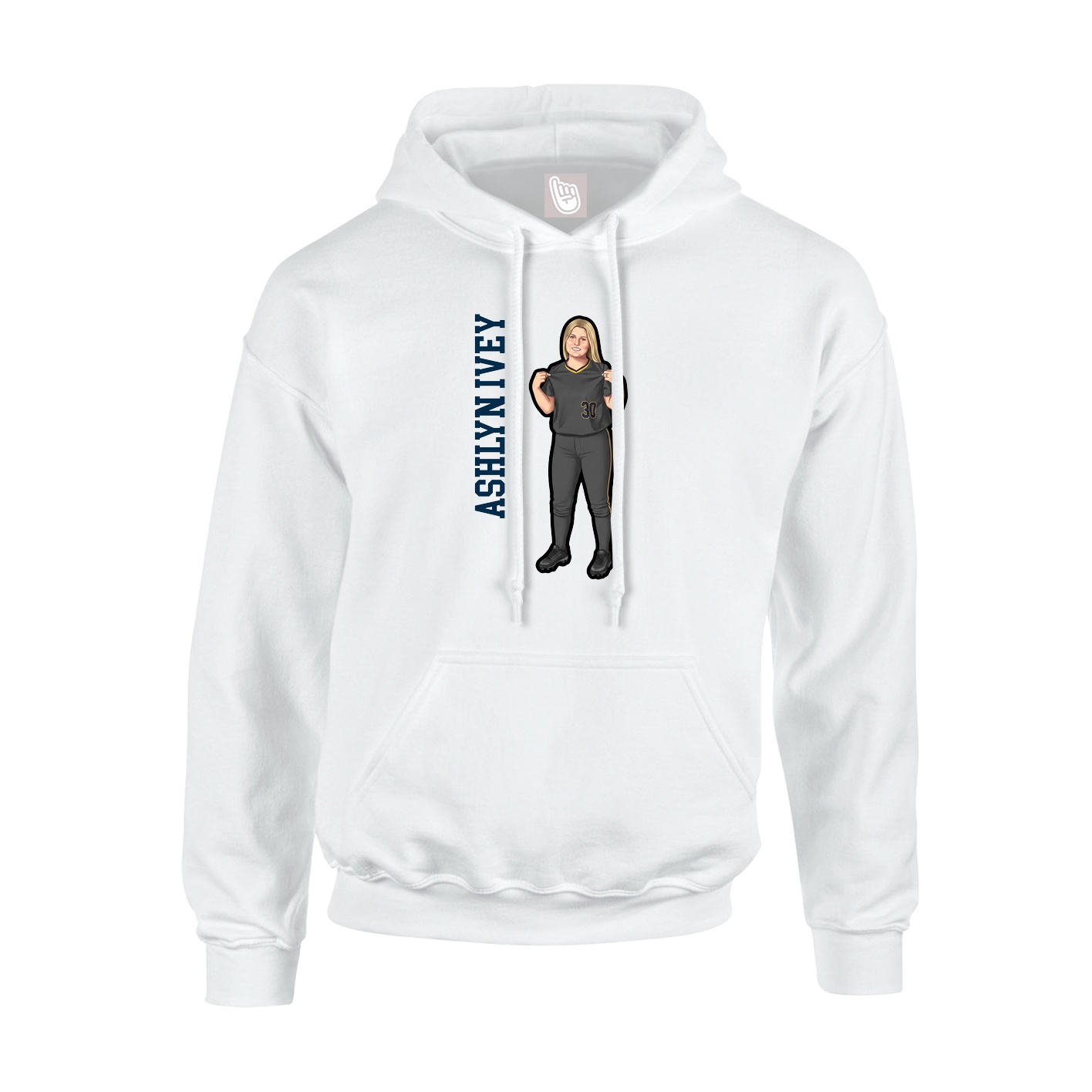 Youth Hoodie — Name Vertical in White