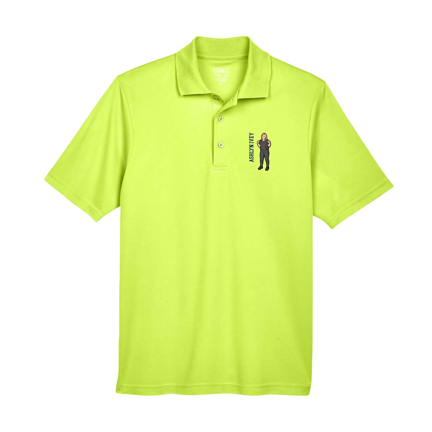 Performance Polo — Name Vertical in Yellow
