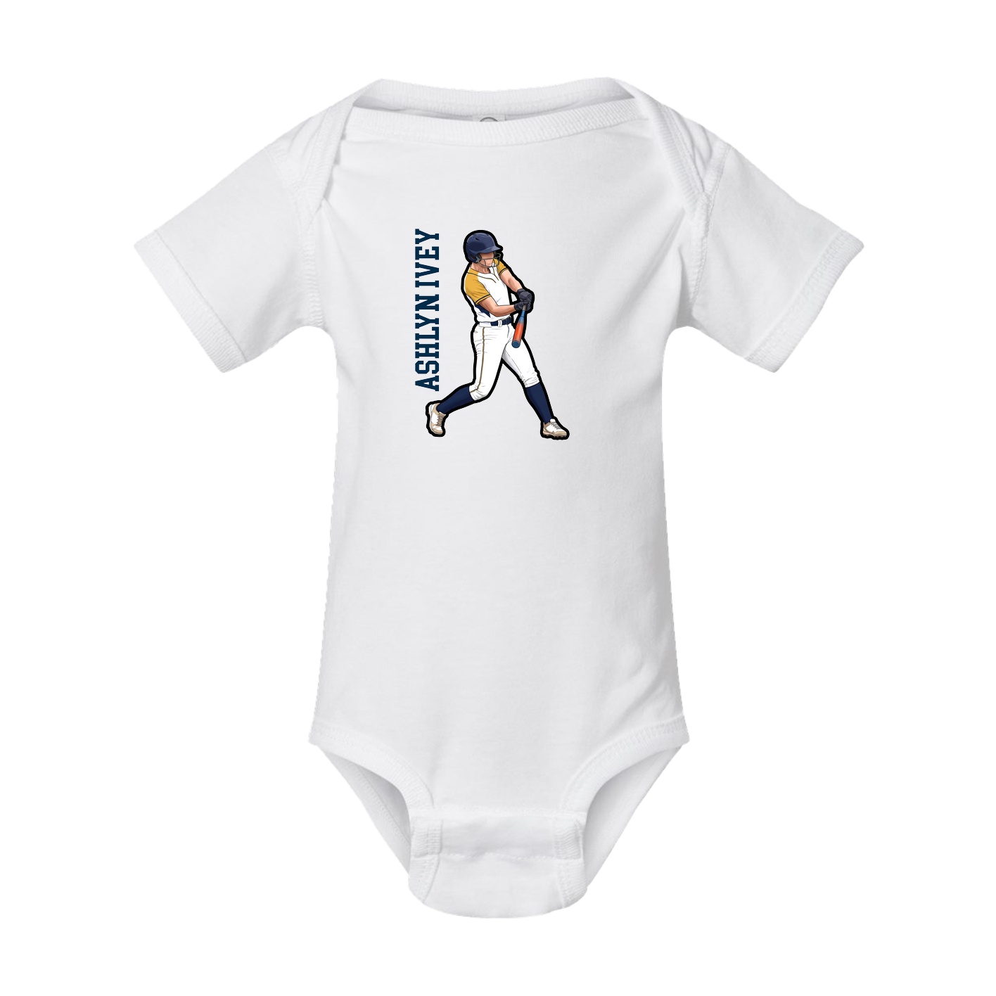 Baby Onesie — Name Vertical in White