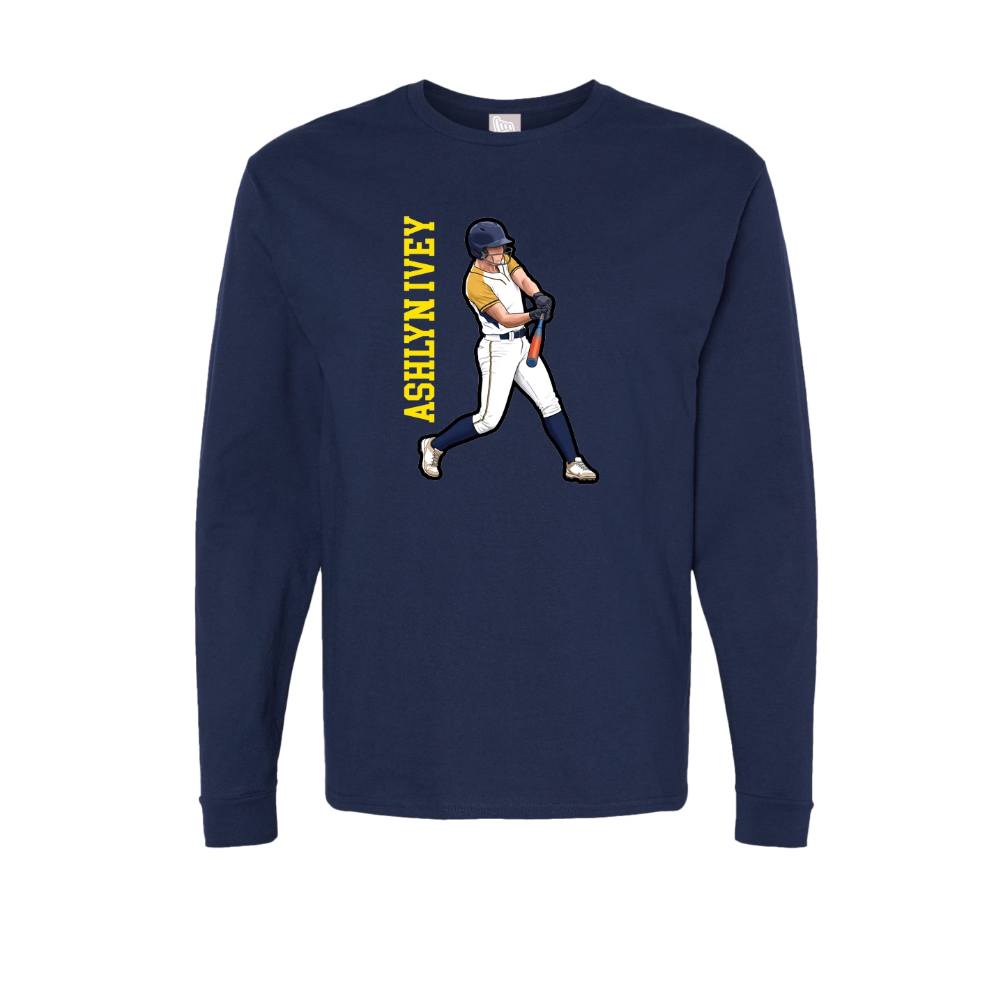 Long Sleeve Tee — Name Vertical in Navy