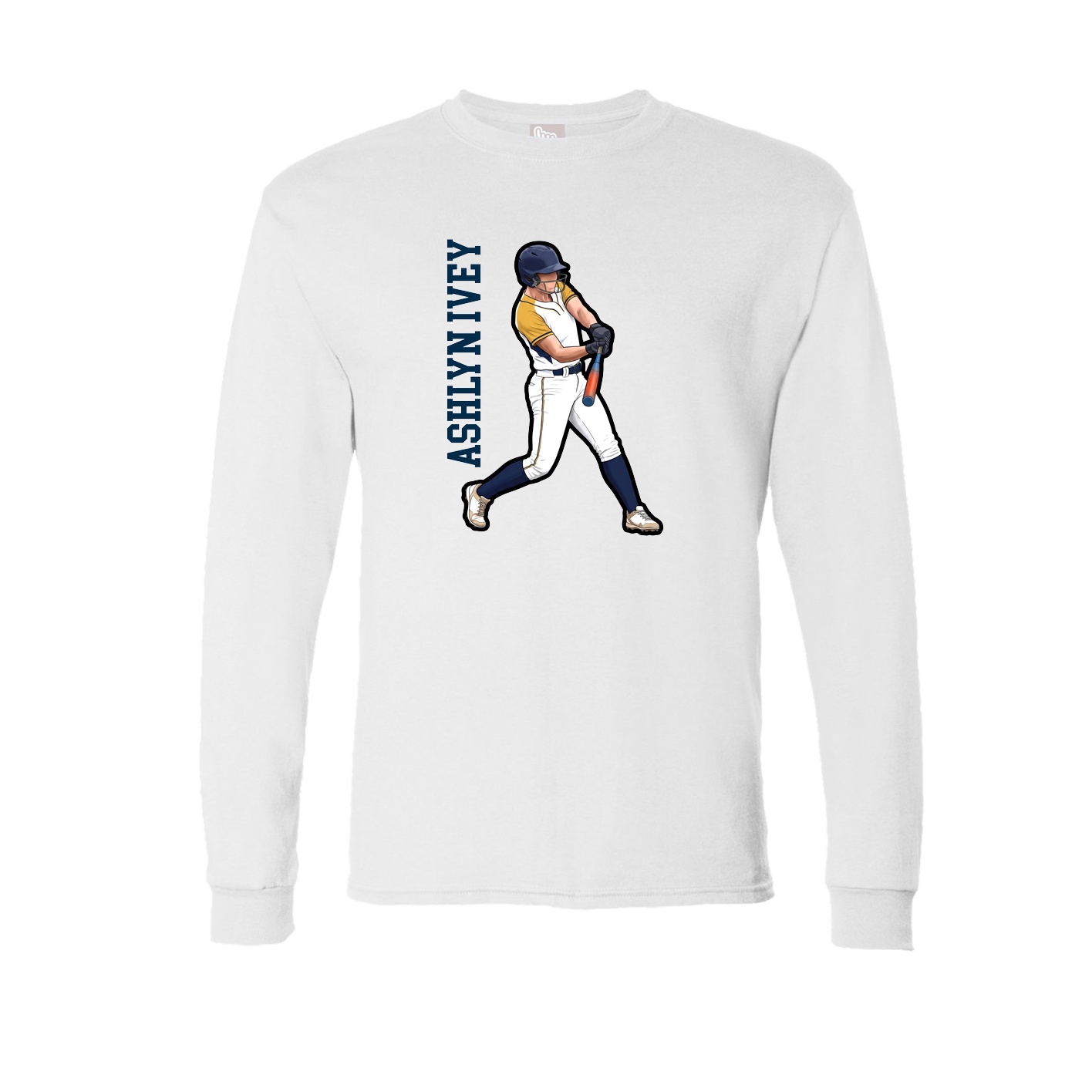 Long Sleeve Tee — Name Vertical in White