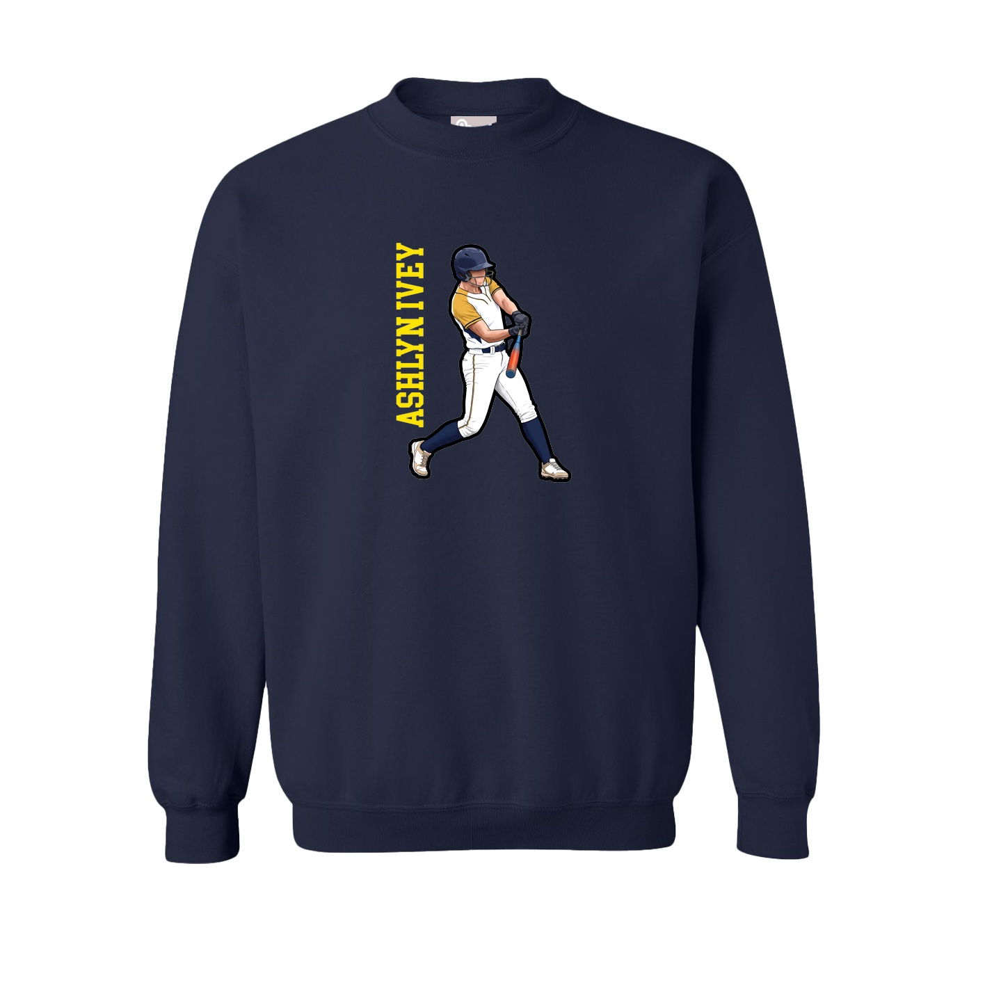 Fleece Crew — Name Vertical in Navy