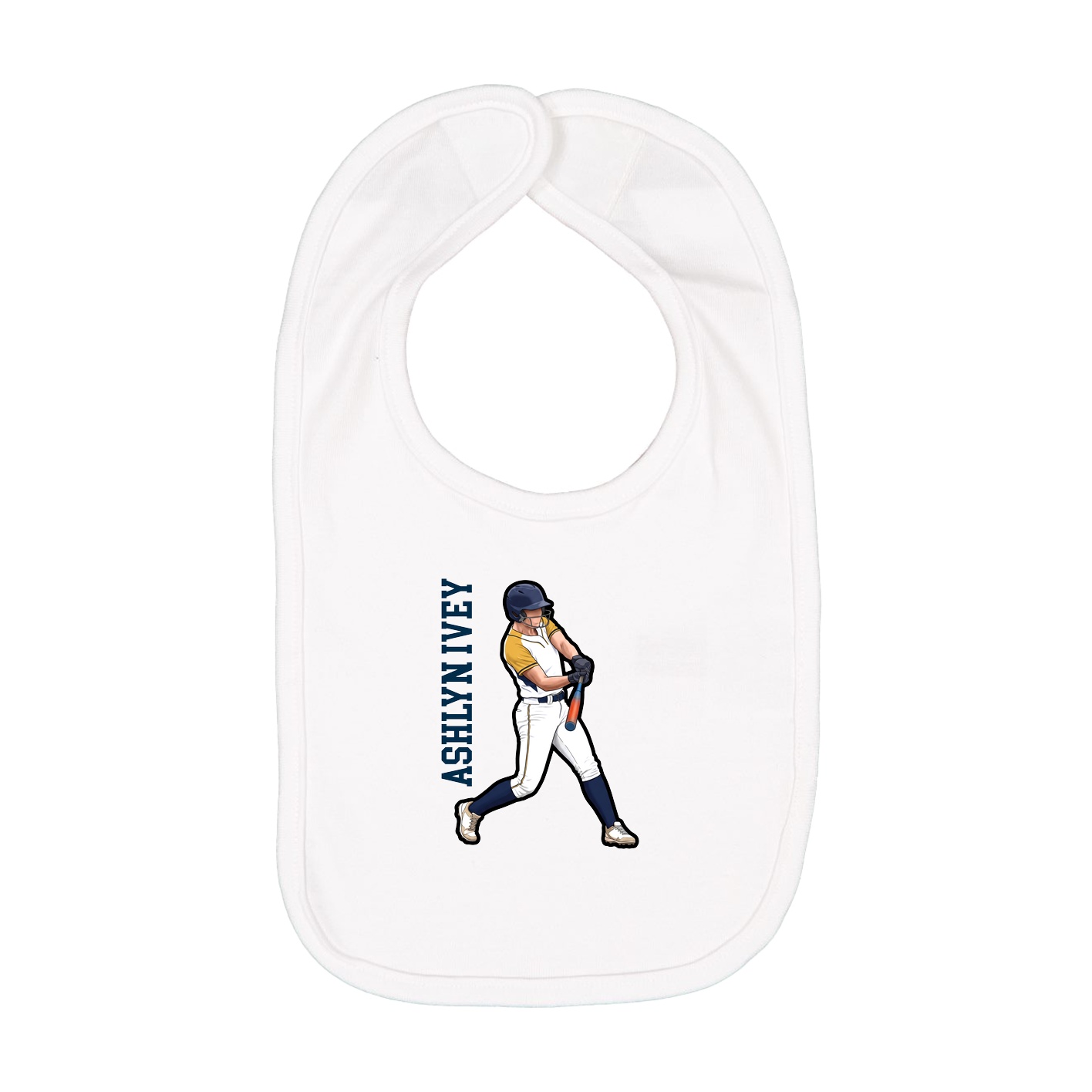 Infant Bib — Name Vertical in White
