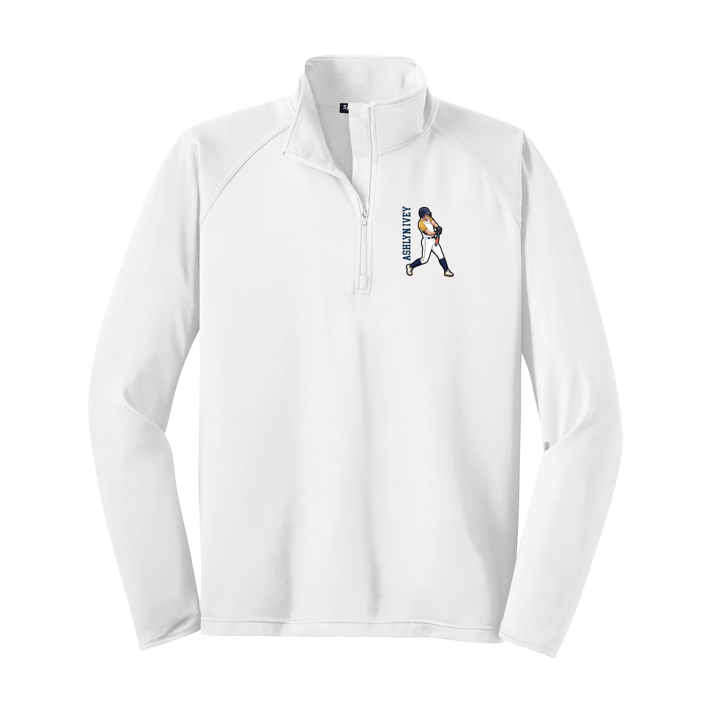 Q-Zip Pullover — Name Vertical in White
