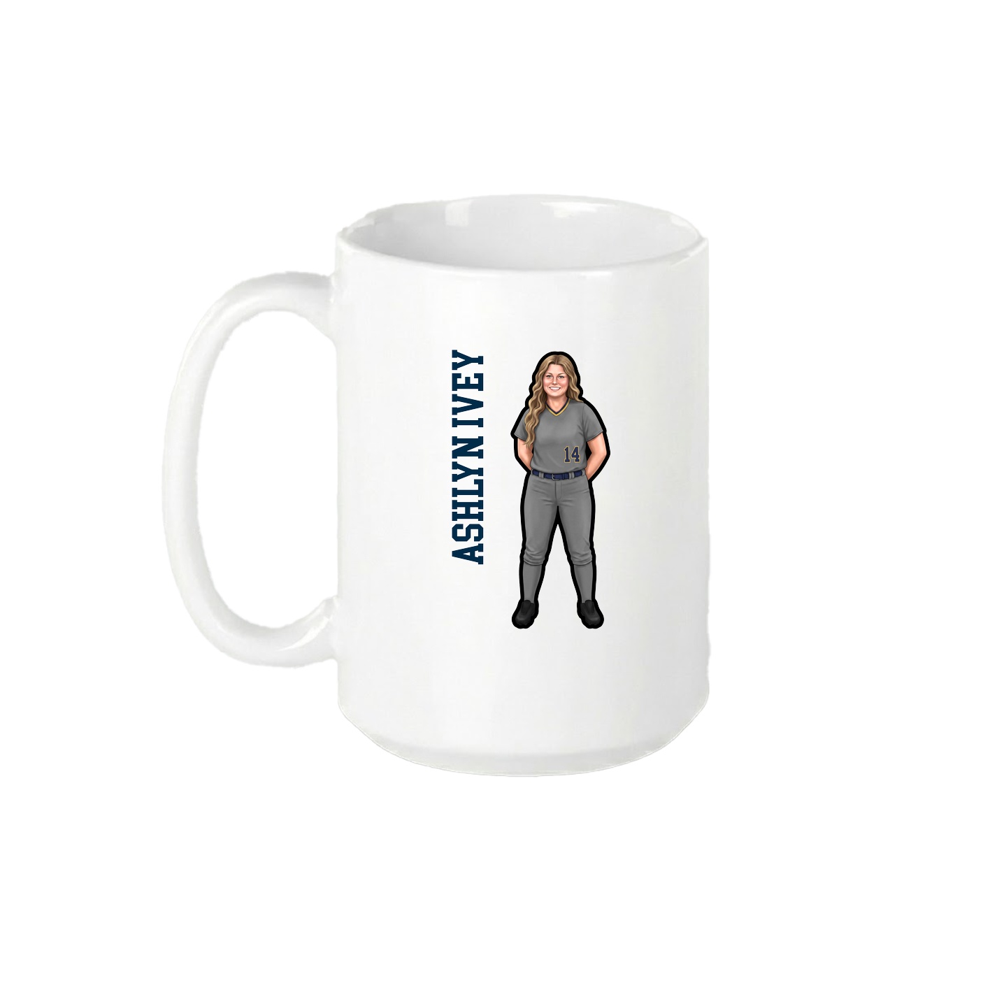 15oz Coffee Mug — Name Vertical in White