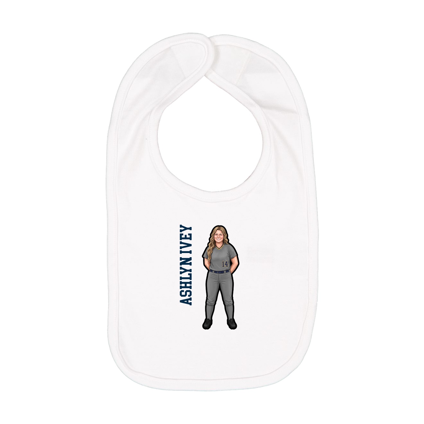Infant Bib — Name Vertical in White
