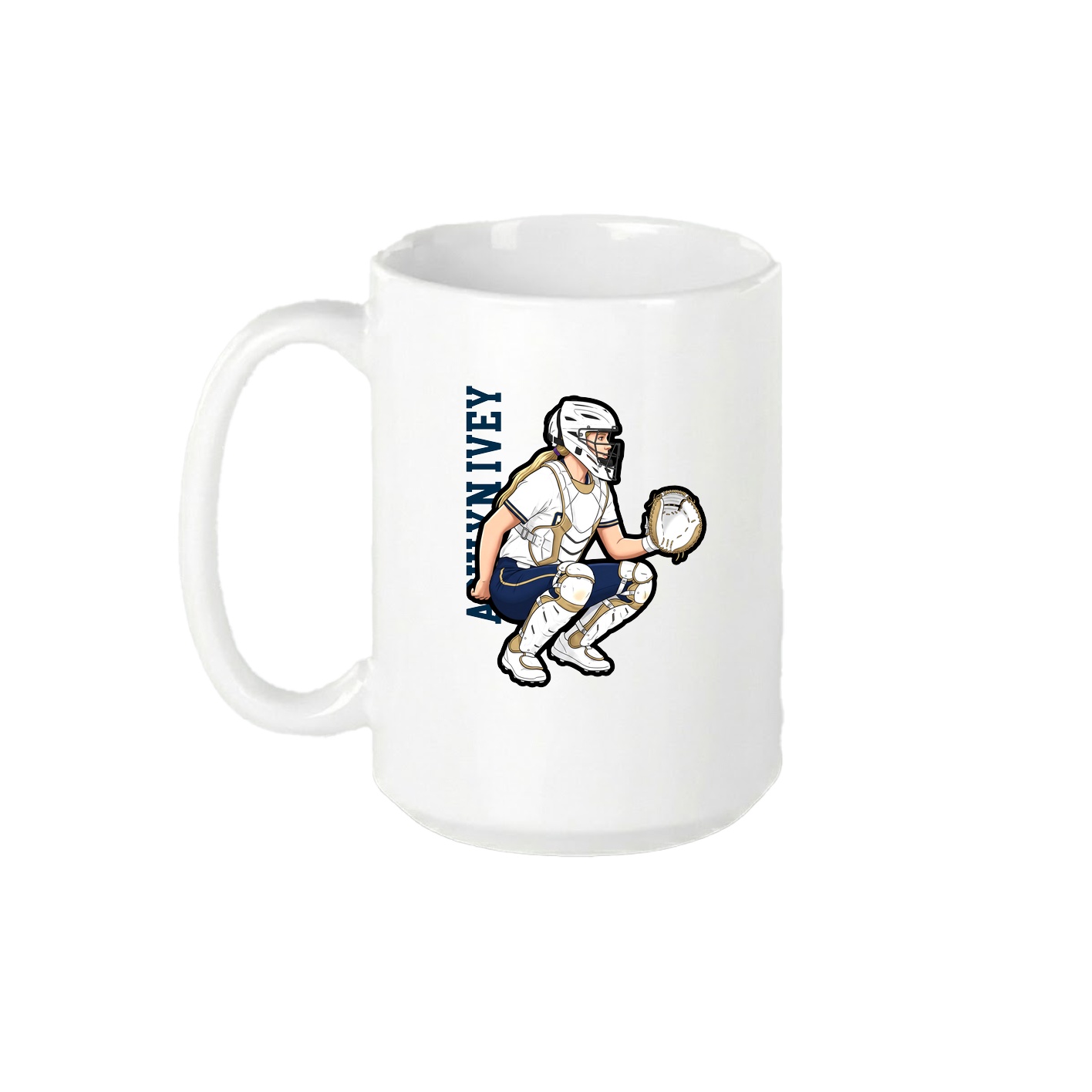 15oz Coffee Mug — Name Vertical in White