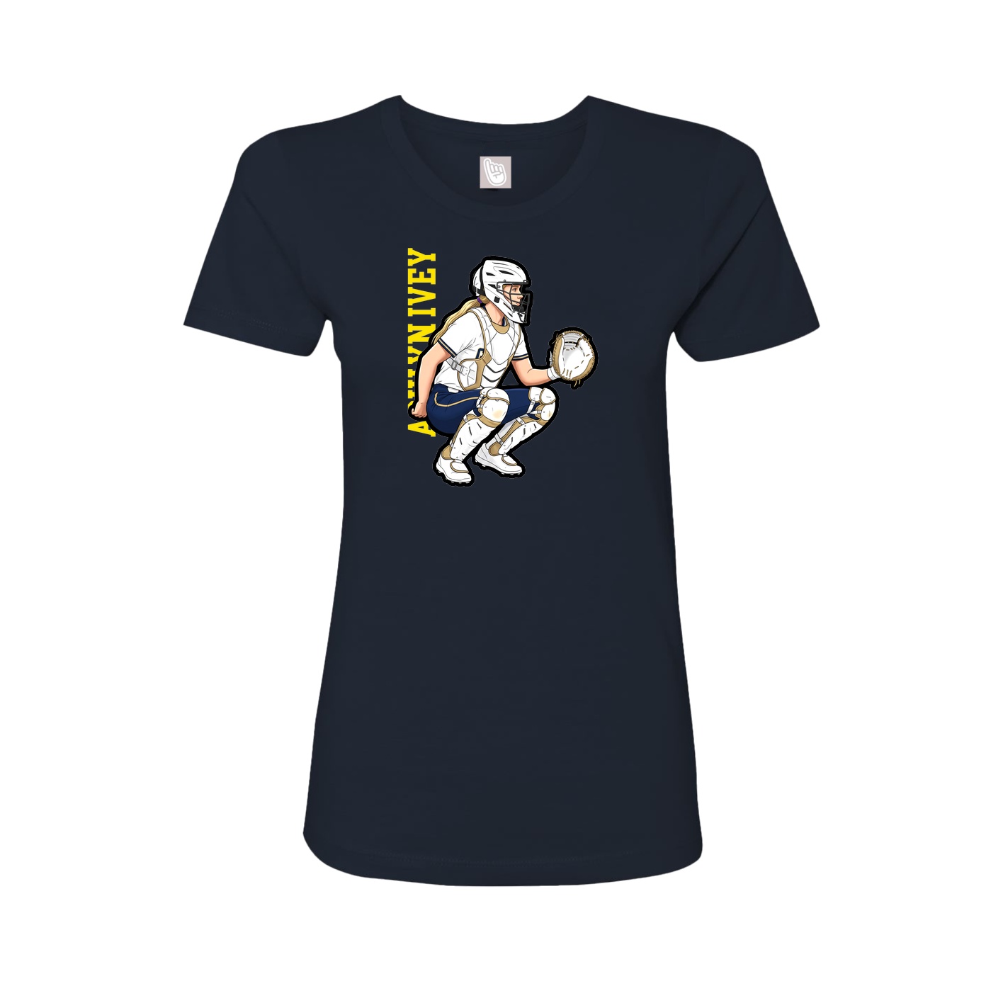 Womens Tee — Name Vertical in Navy