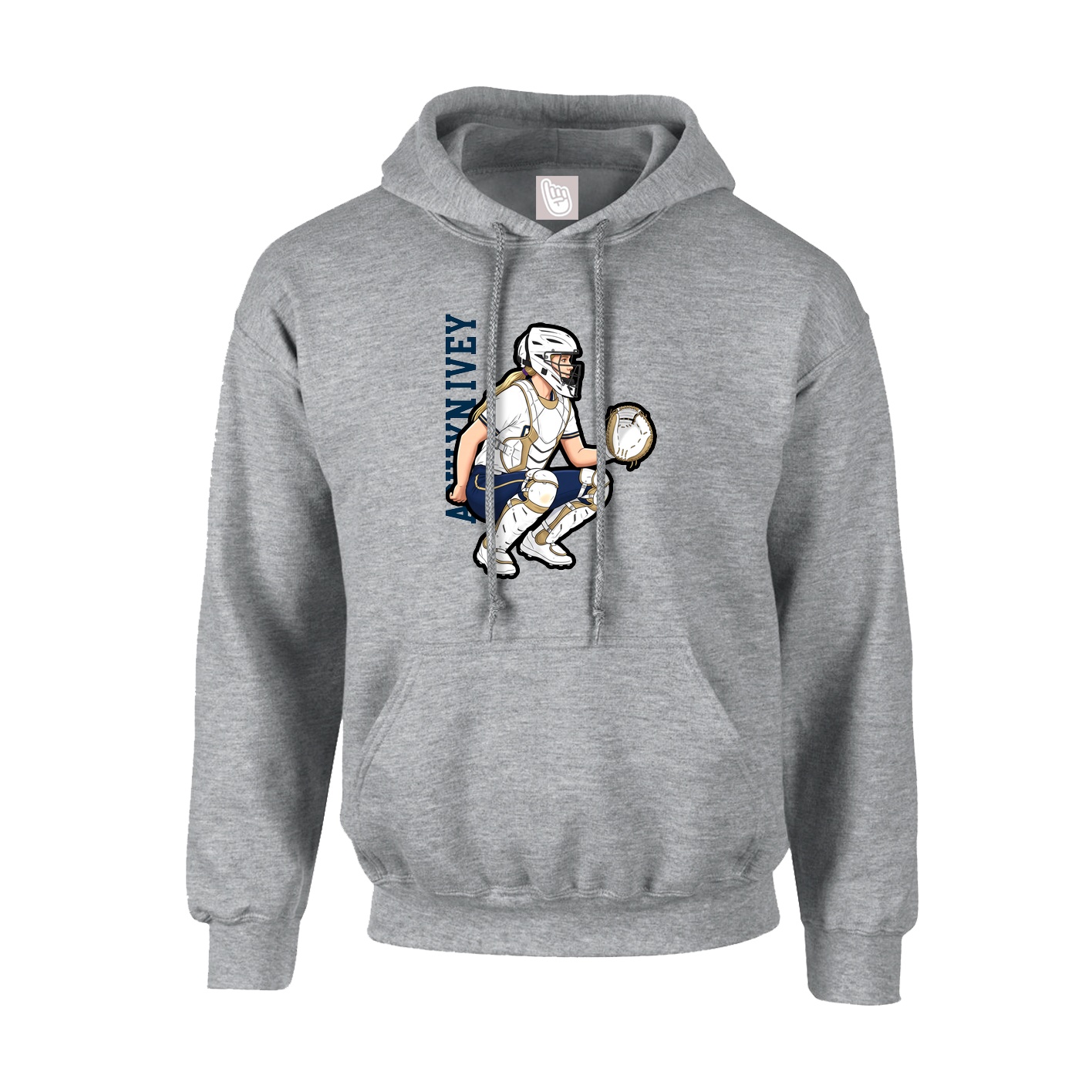 Hoodie — Name Vertical in Grey