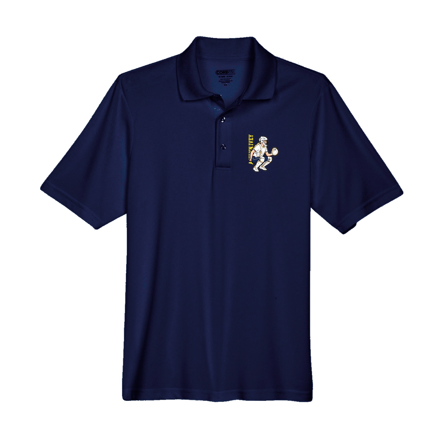 Performance Polo — Name Vertical in Navy