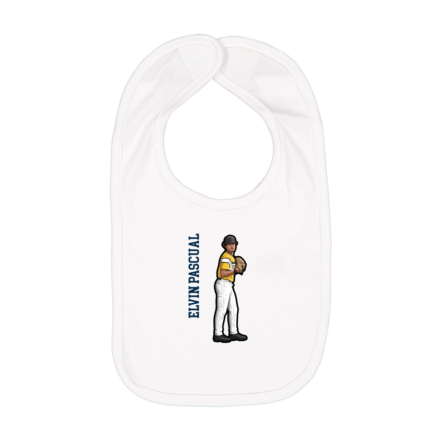 Infant Bib — Name Vertical in White