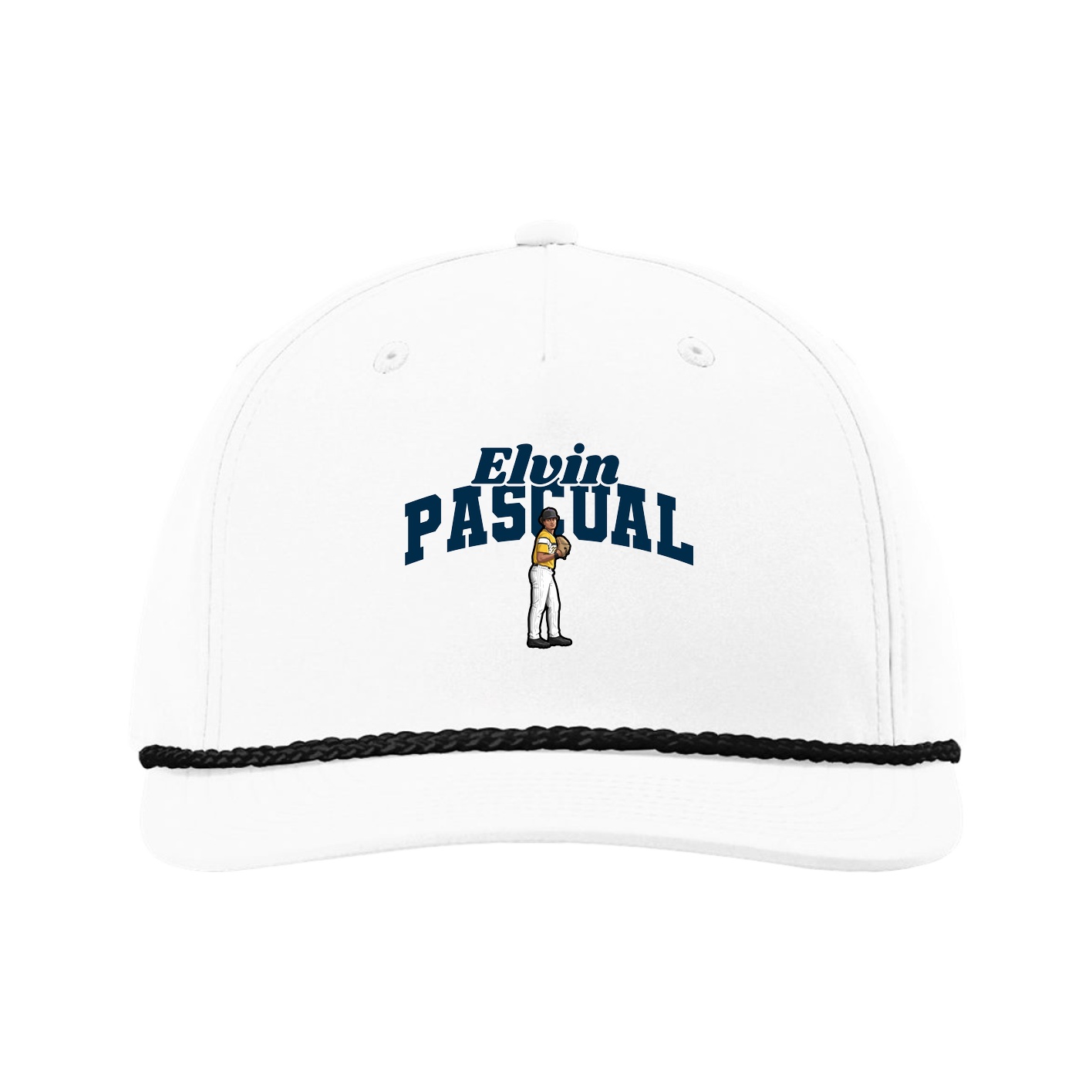 Five-Panel Classic Rope Cap — Signature Arch in White