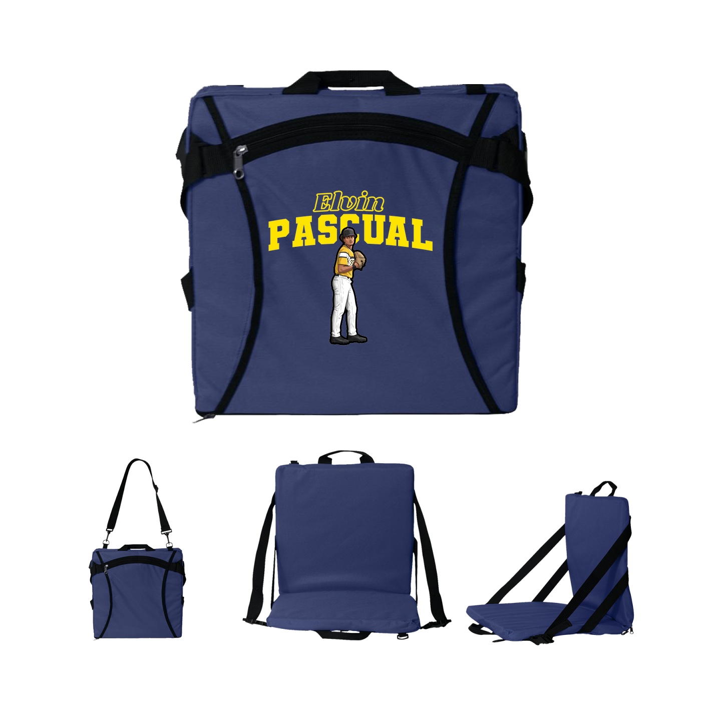 Folding Stadium Seat — Name Arch in Navy