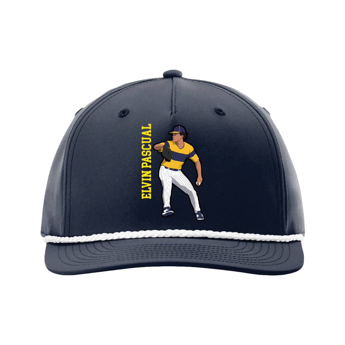 Five-Panel Classic Rope Cap — Name Vertical in Navy