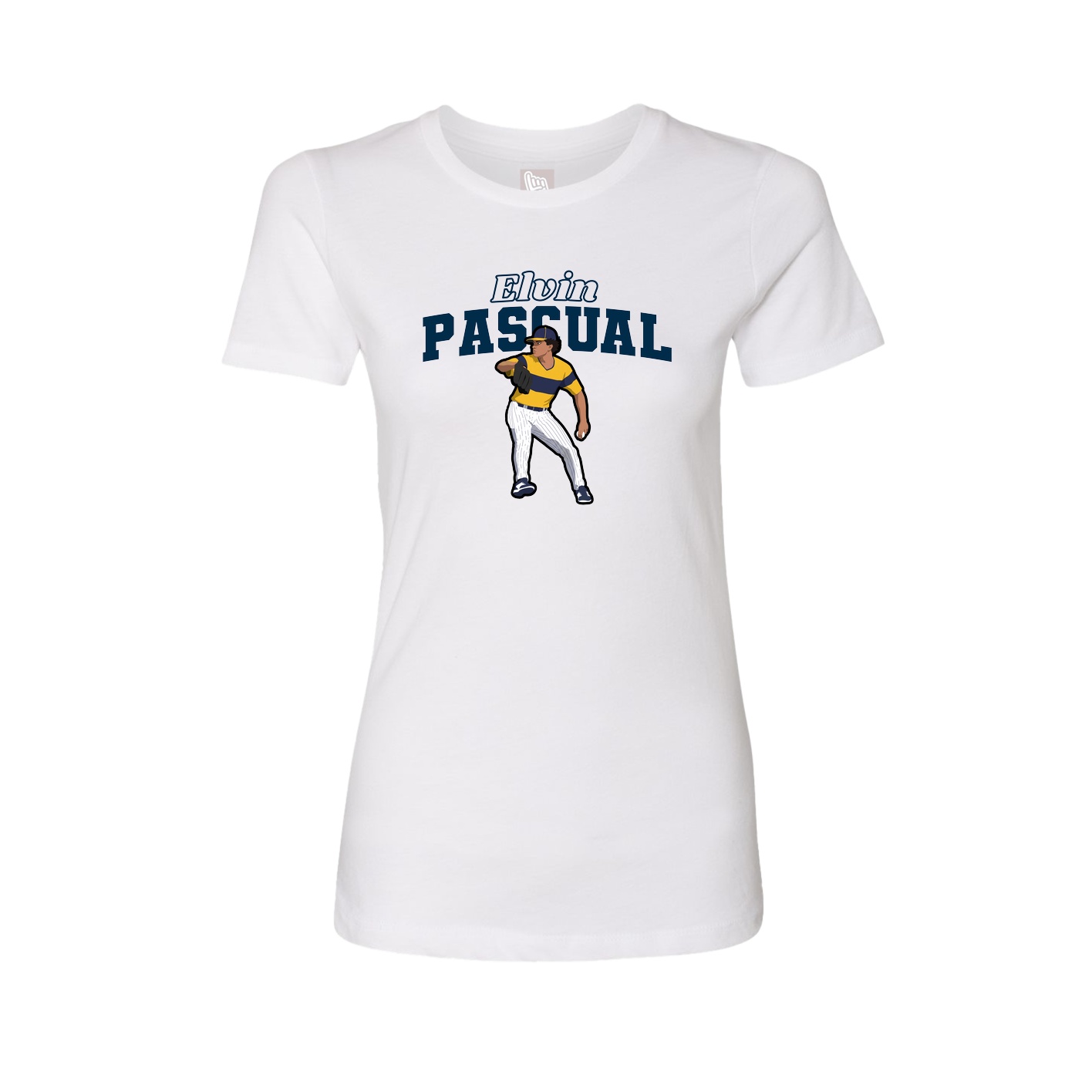 Fitted Women's Tee — Name Arch in White