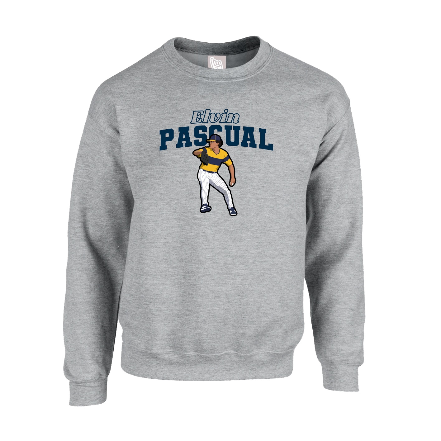 Fleece Crew — Name Arch in Grey