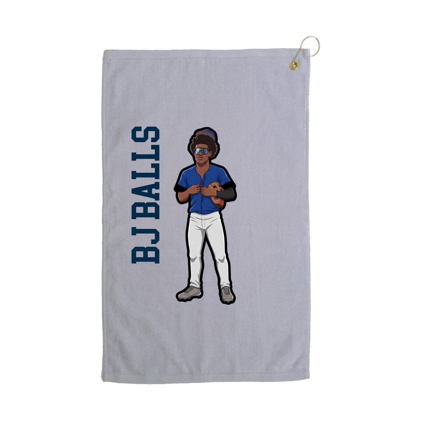 Golf Towel — Name Vertical in Grey