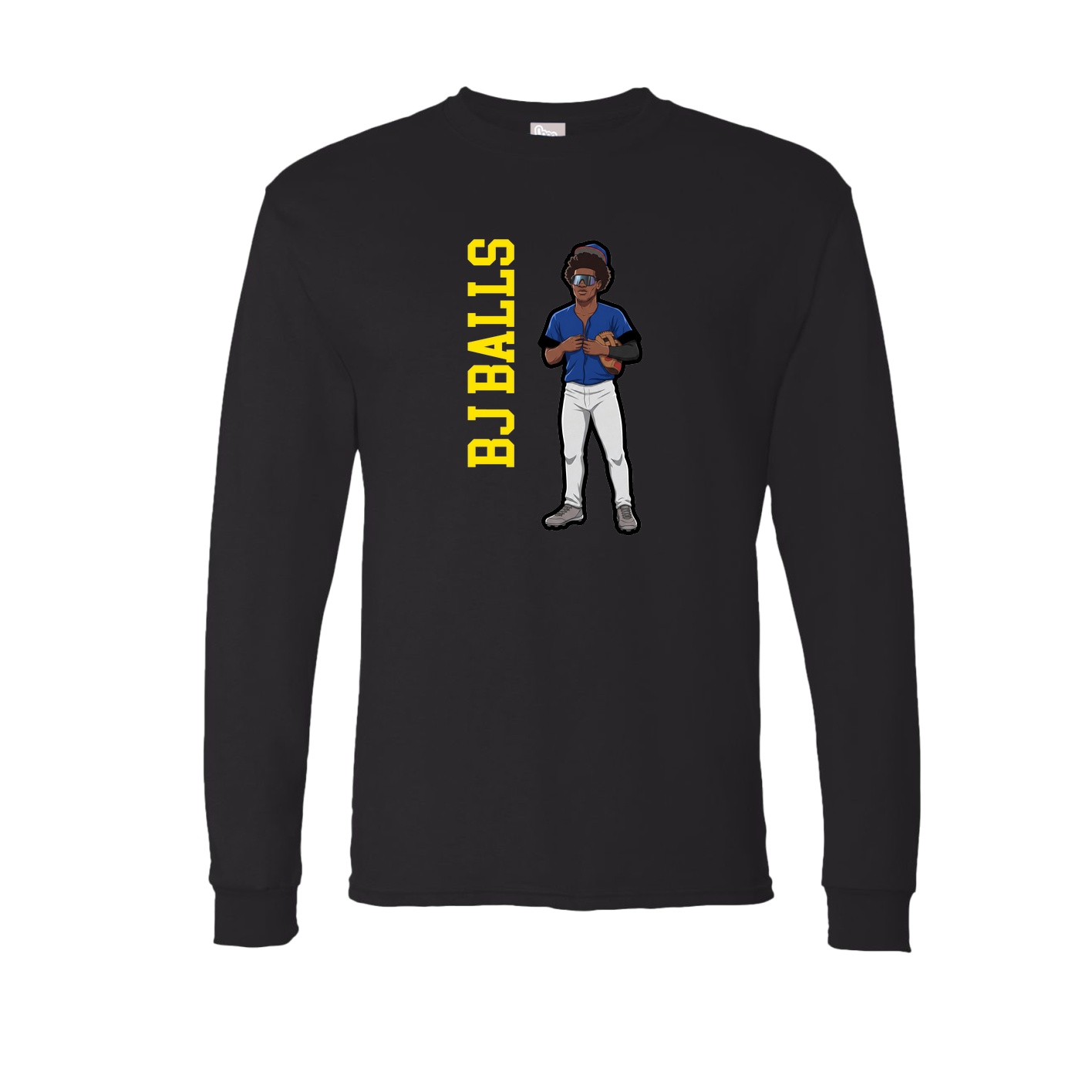 Long Sleeve Tee — Name Vertical in Black
