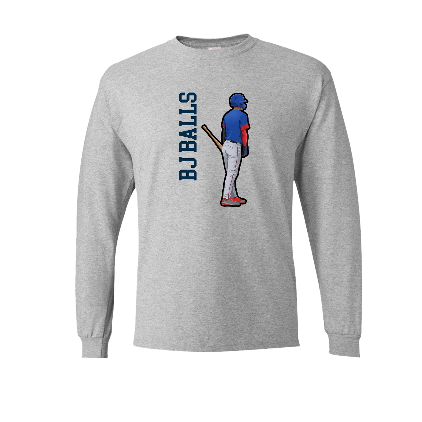 Long Sleeve Tee — Name Vertical in Grey