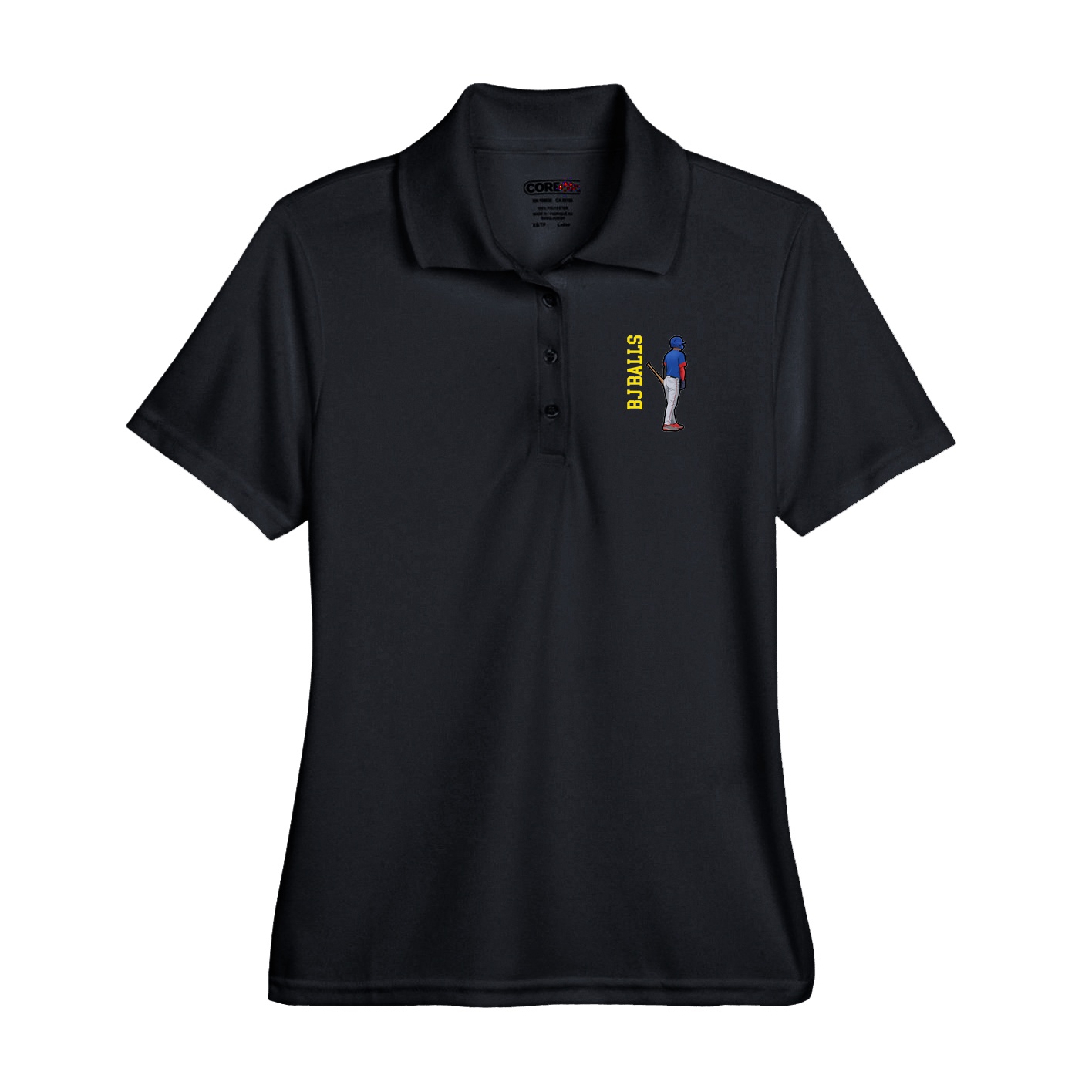 Performance Polo — Name Vertical in Black