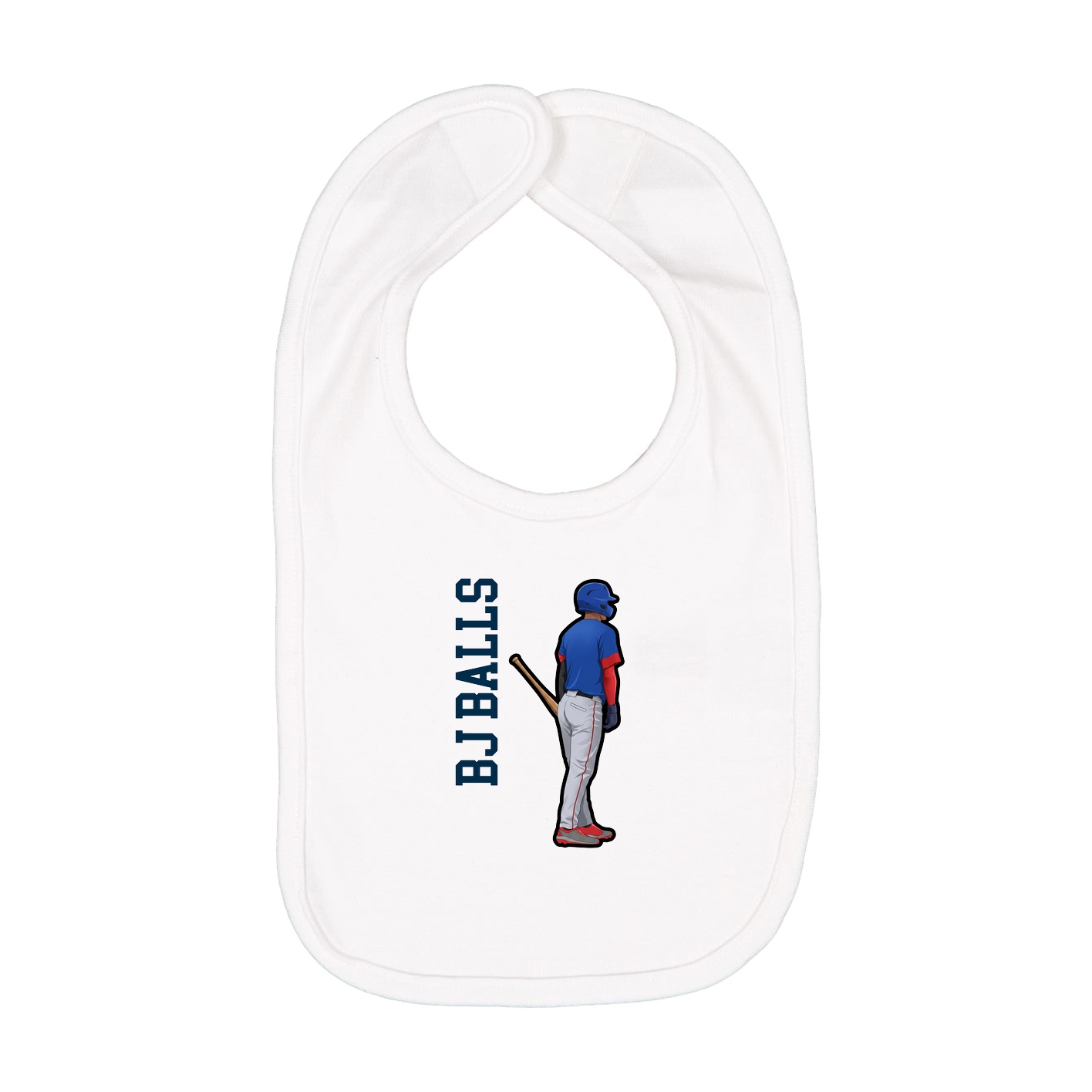 Infant Bib — Name Vertical in White