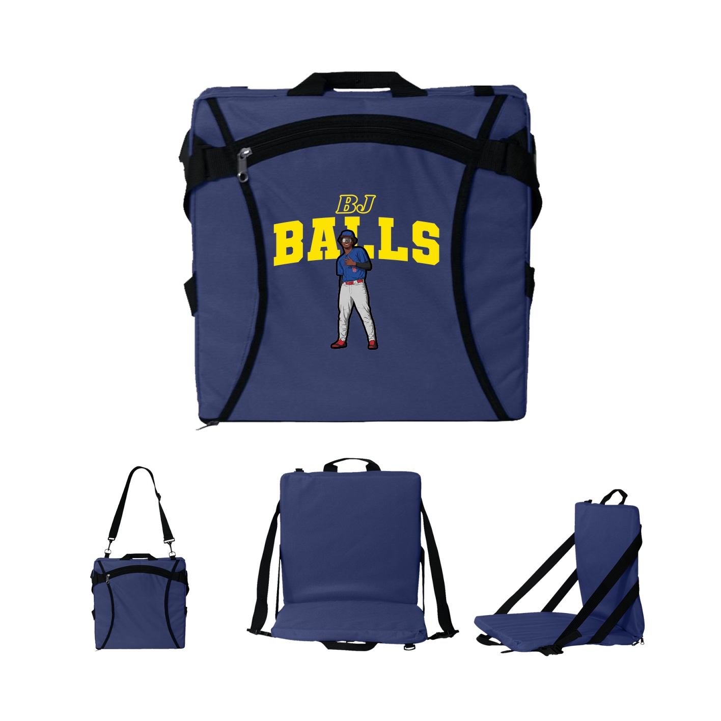 Folding Stadium Seat — Name Arch in Navy