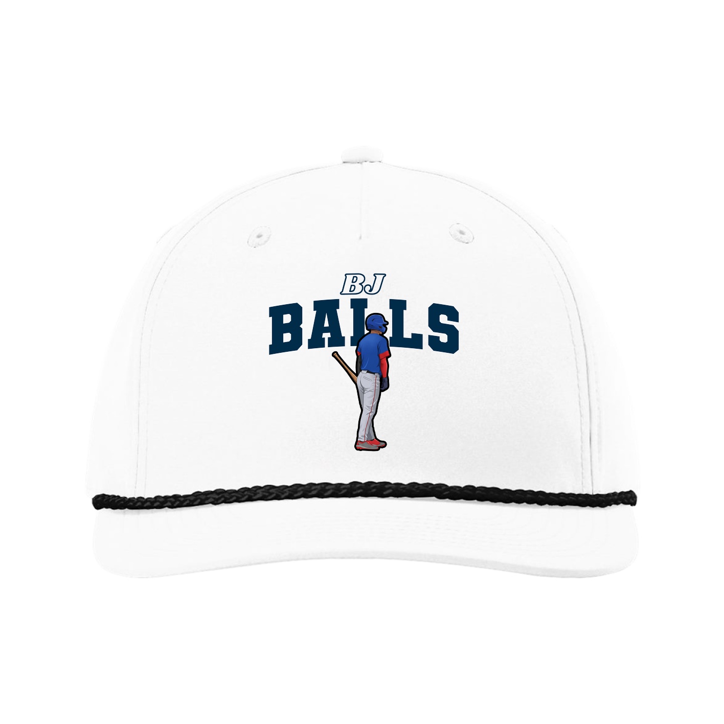 Five-Panel Classic Rope Cap — Name Arch in White
