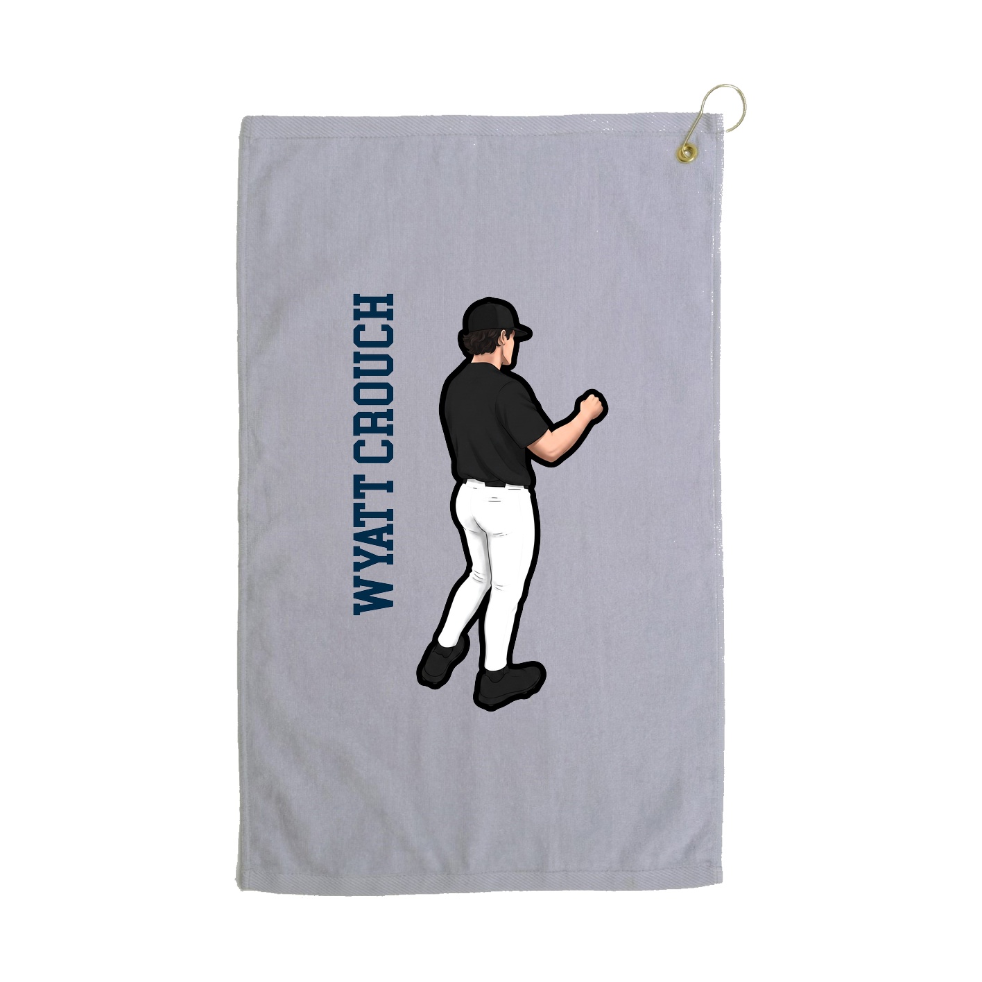 Golf Towel — Name Vertical in Grey
