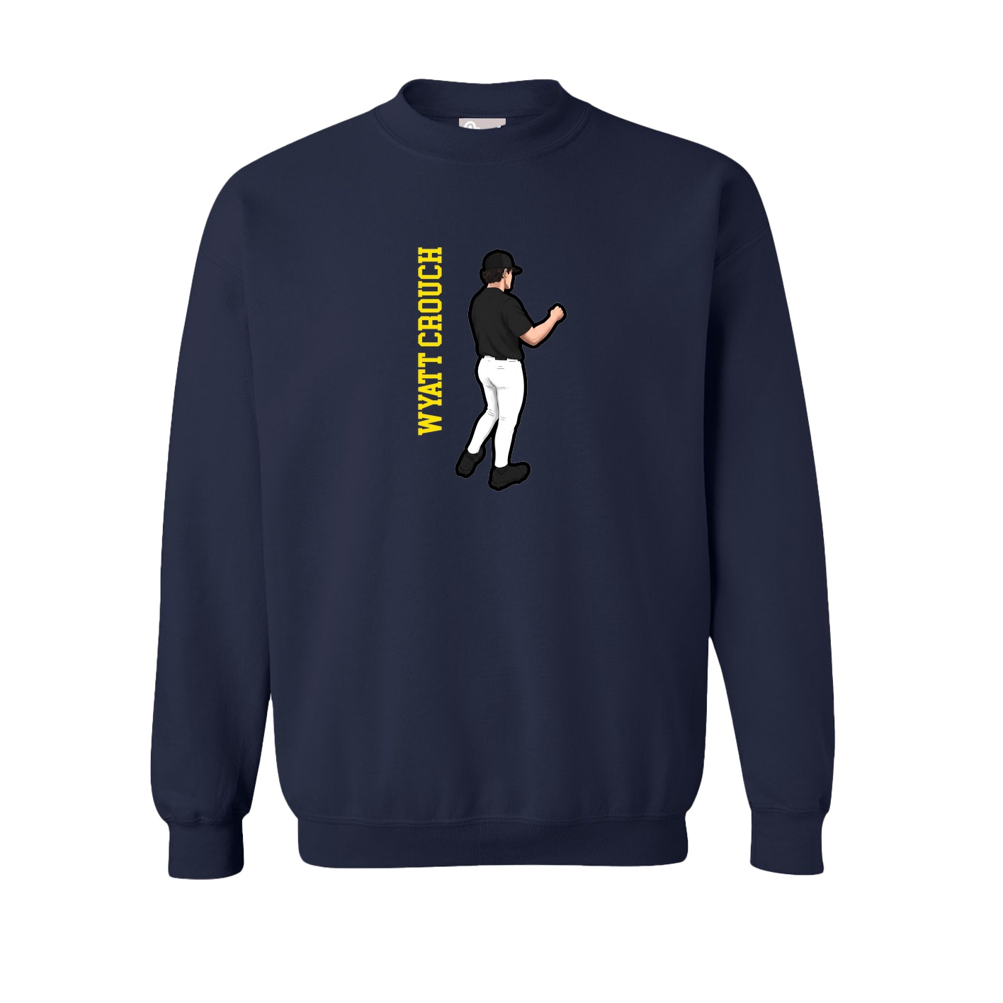 Fleece Crew — Name Vertical in Navy