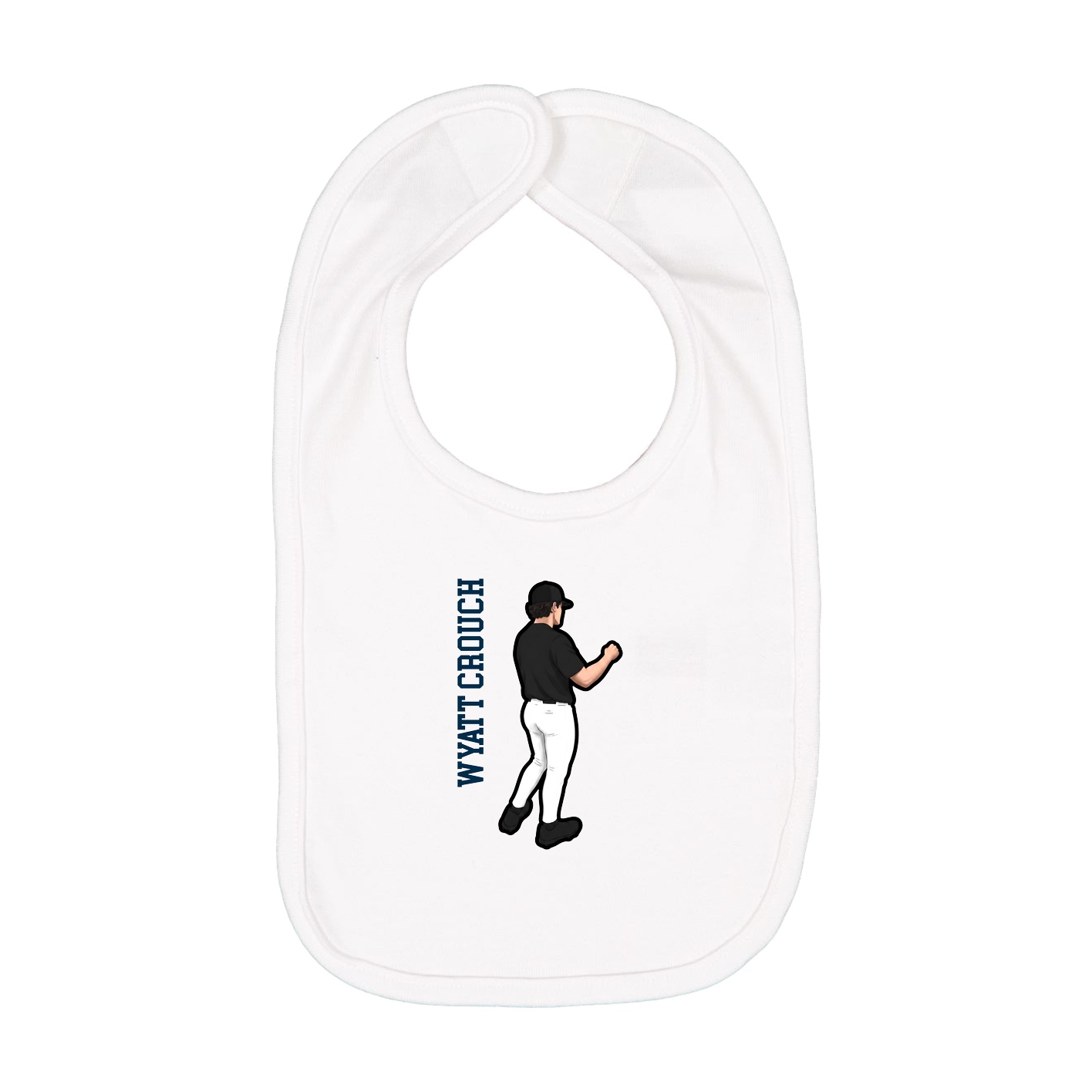 Infant Bib — Name Vertical in White