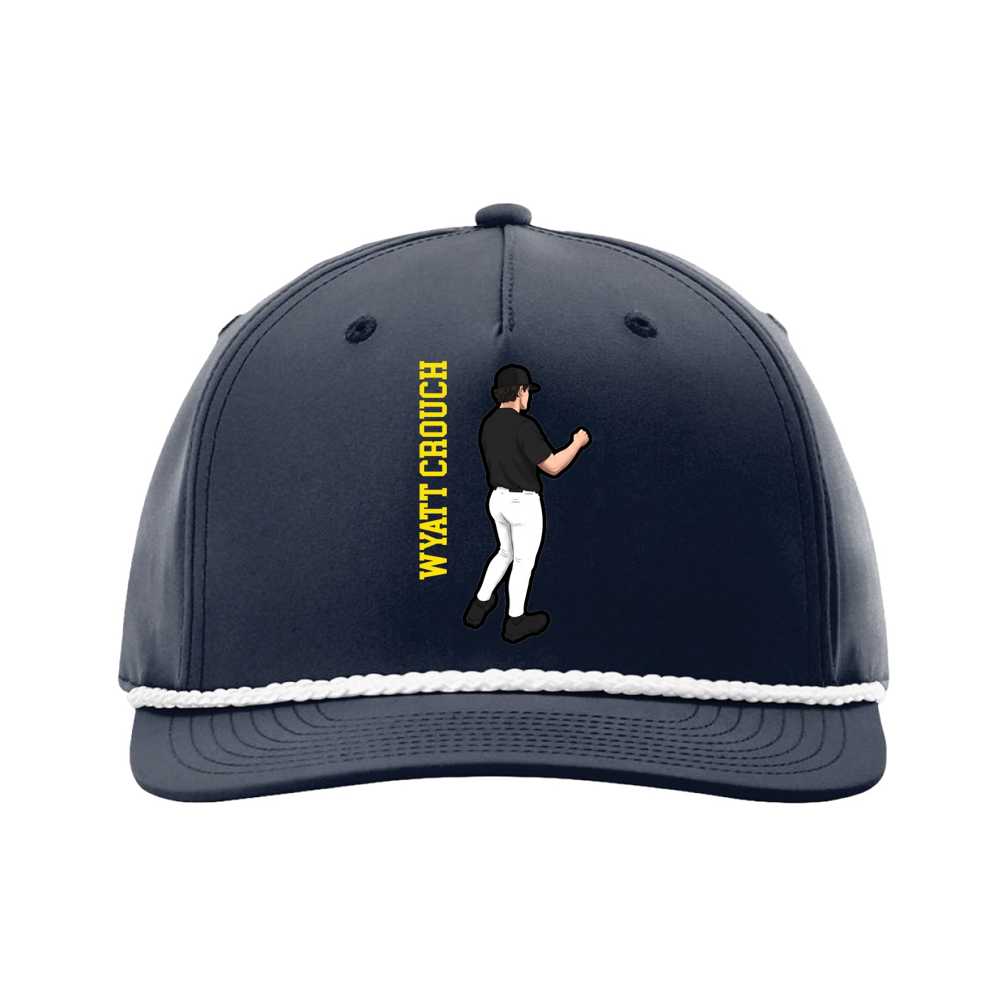 Five-Panel Classic Rope Cap — Name Vertical in Navy