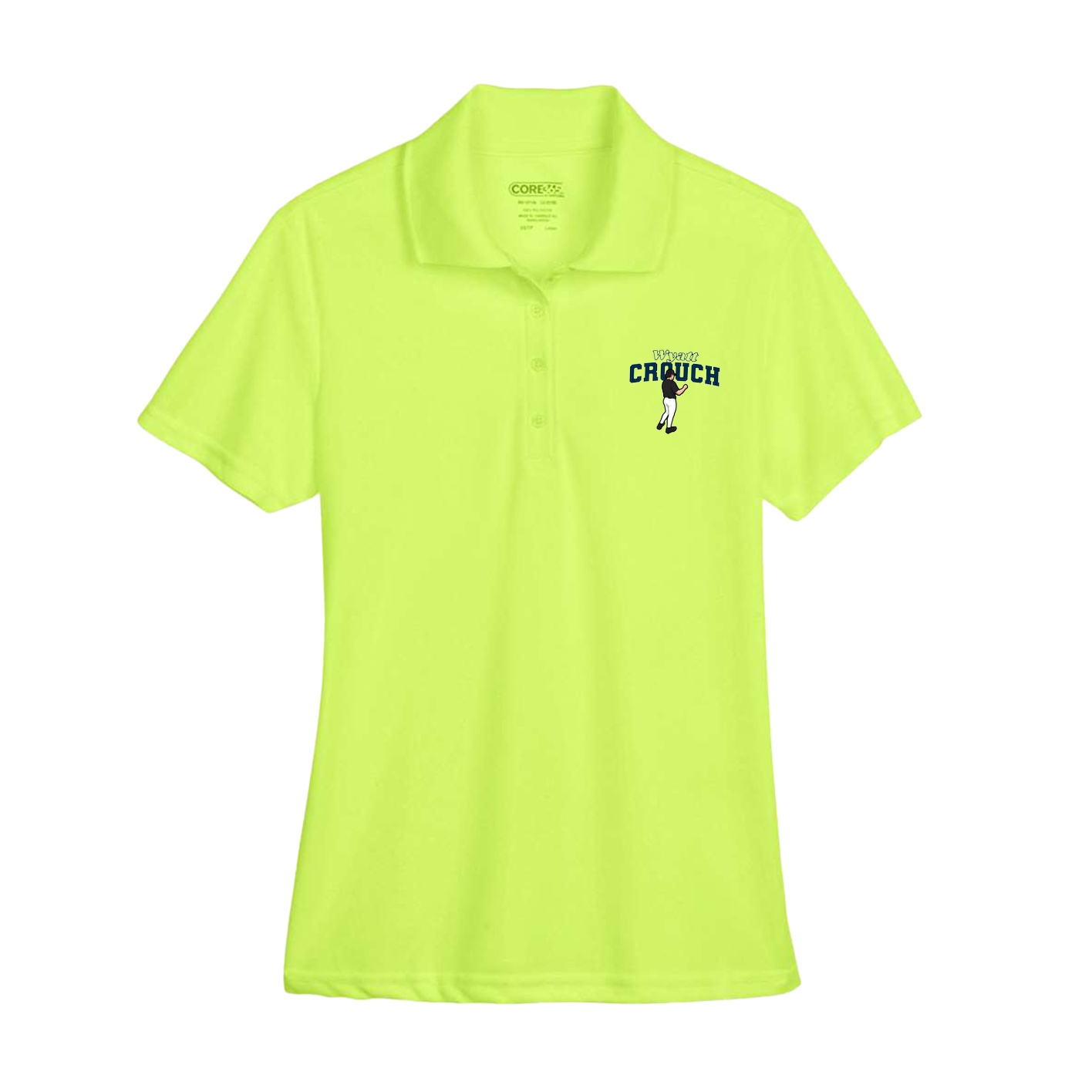 Womens Performance Polo — Name Arch in Yellow