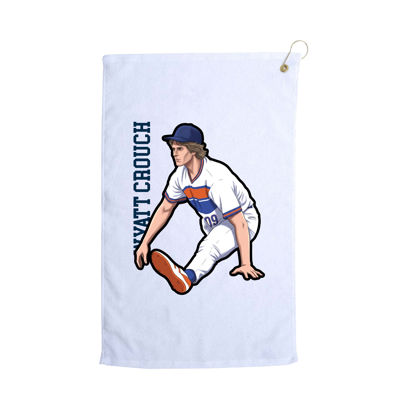 Golf Towel — Name Vertical in White