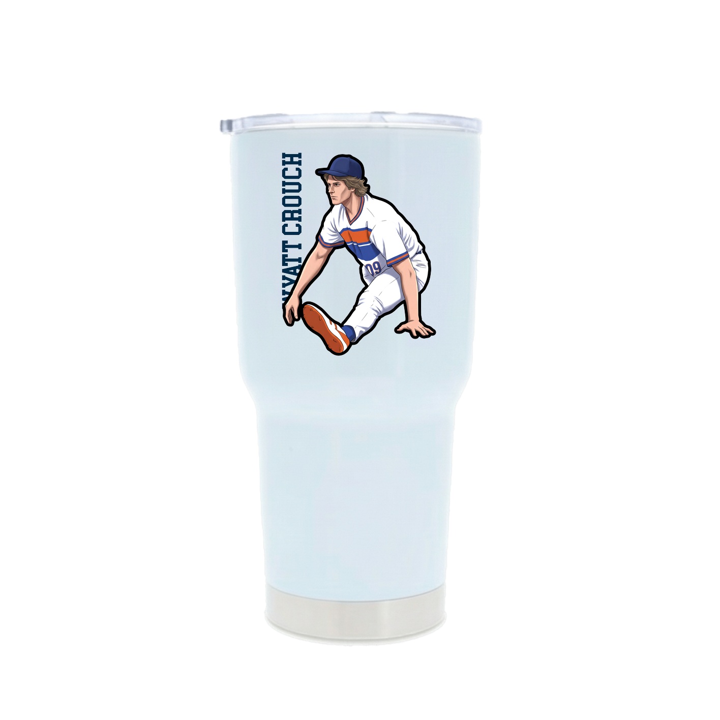 30oz Stainless Steel Tumbler — Name Vertical in White