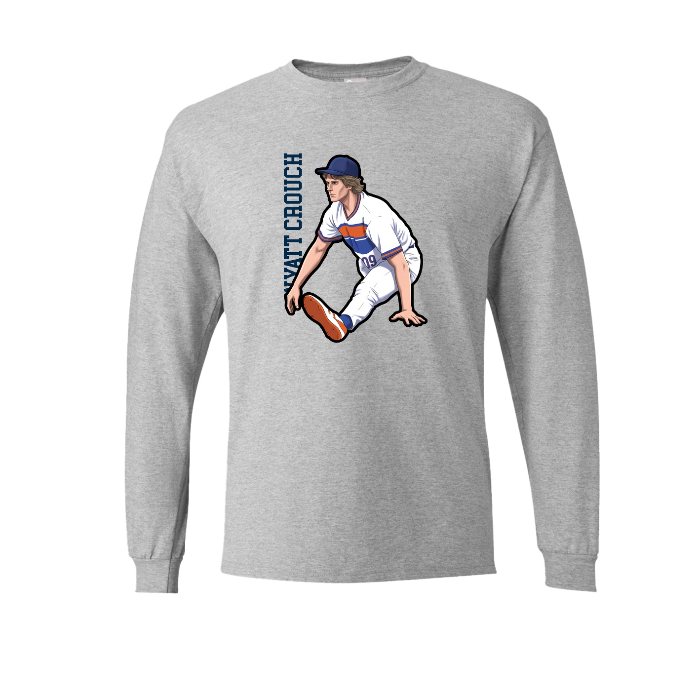 Long Sleeve Tee — Name Vertical in Grey