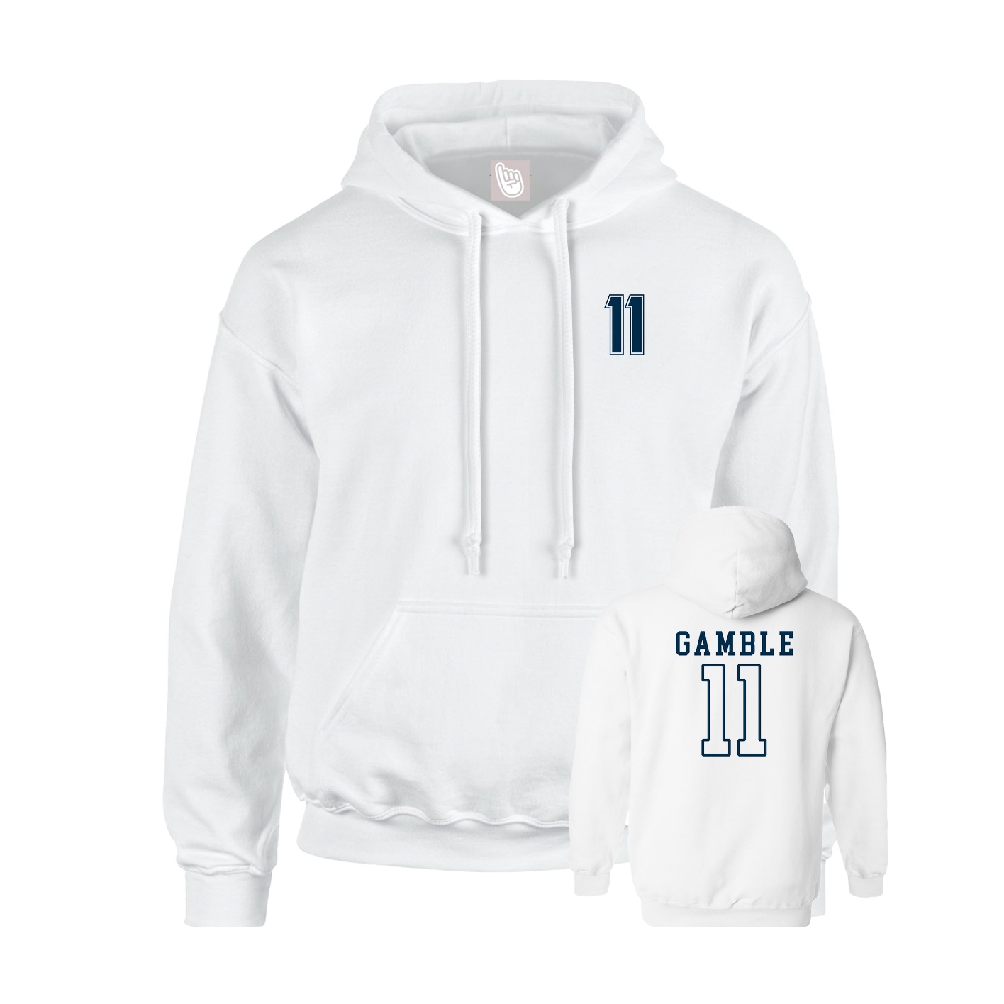 Youth Hoodie — Chest Back in White
