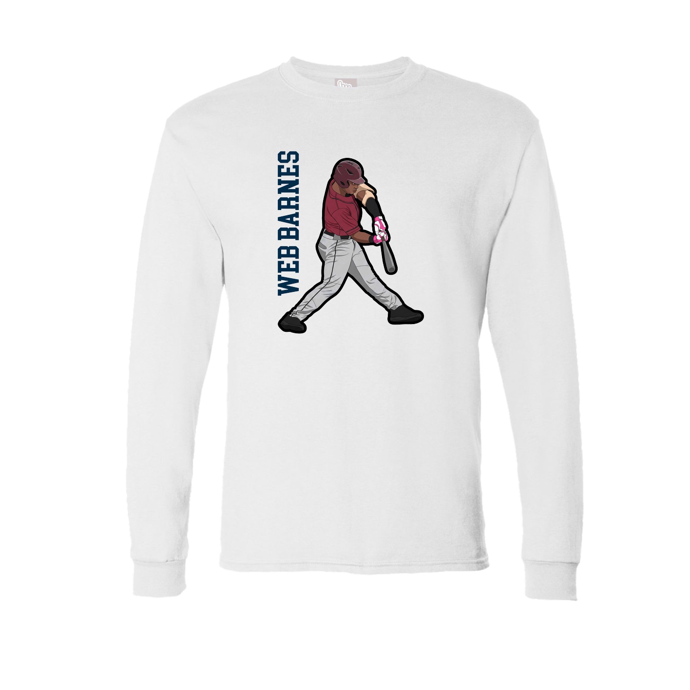 Long Sleeve Tee — Name Vertical in White