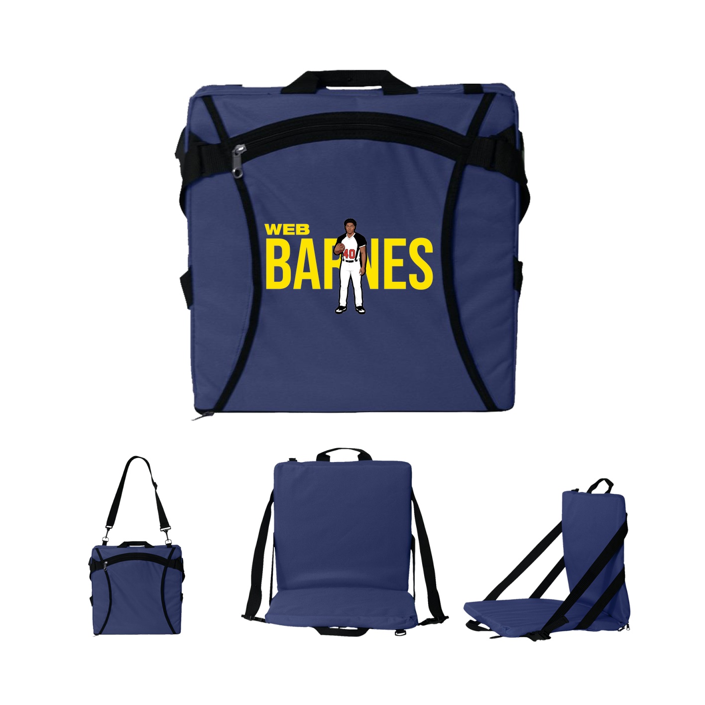 Folding Stadium Seat — Player Name in Navy