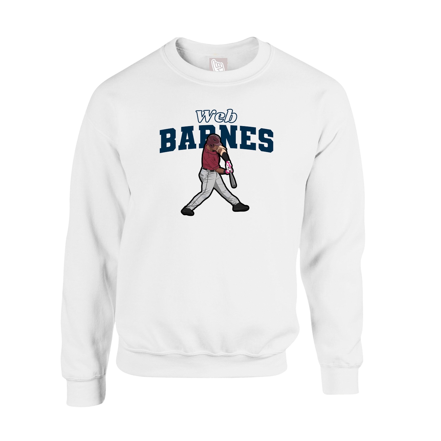 Fleece Crew — Name Arch in White