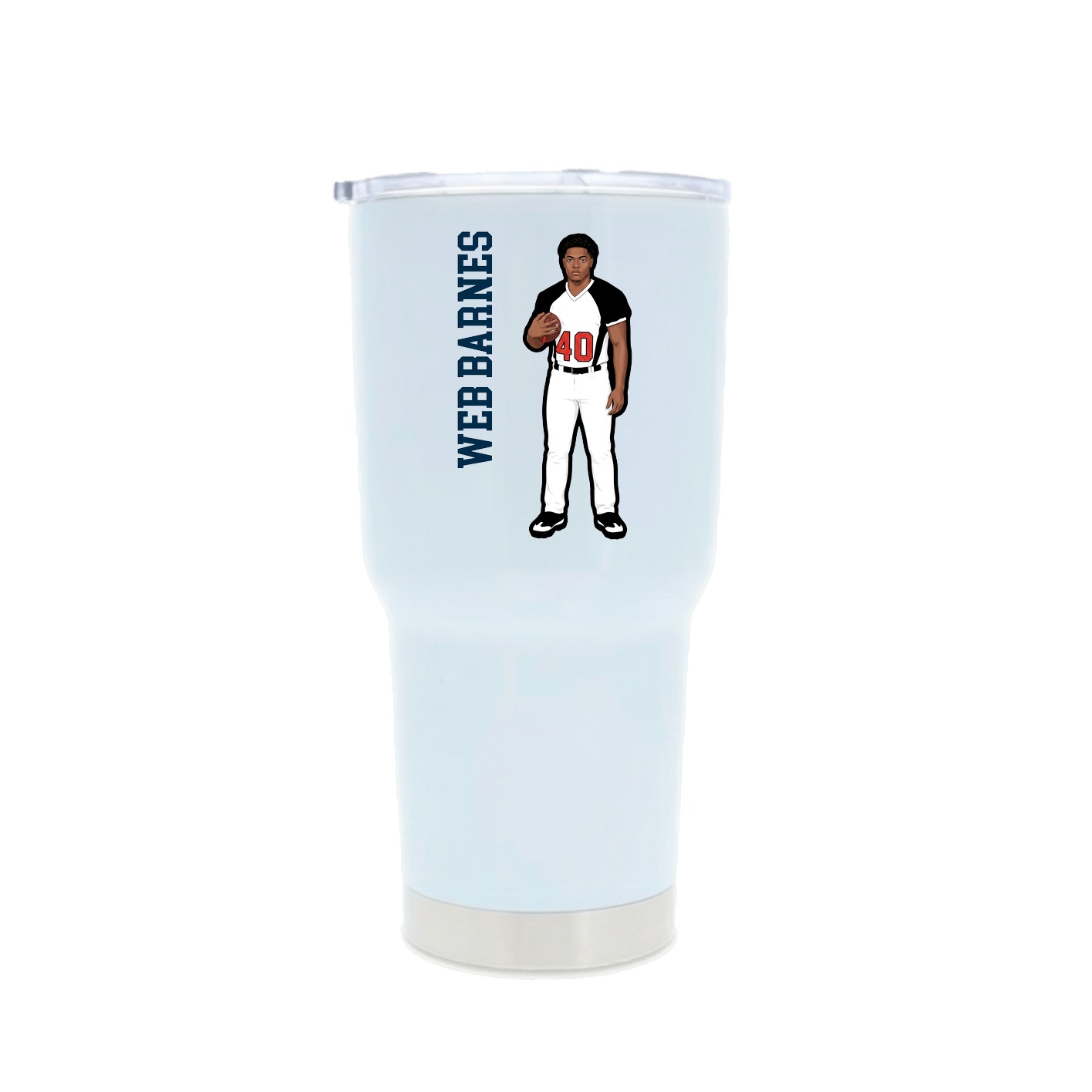 30oz Stainless Steel Tumbler — Name Vertical in White