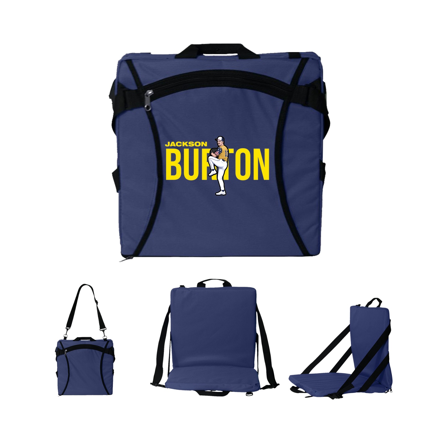 Folding Stadium Seat — Player Name in Navy