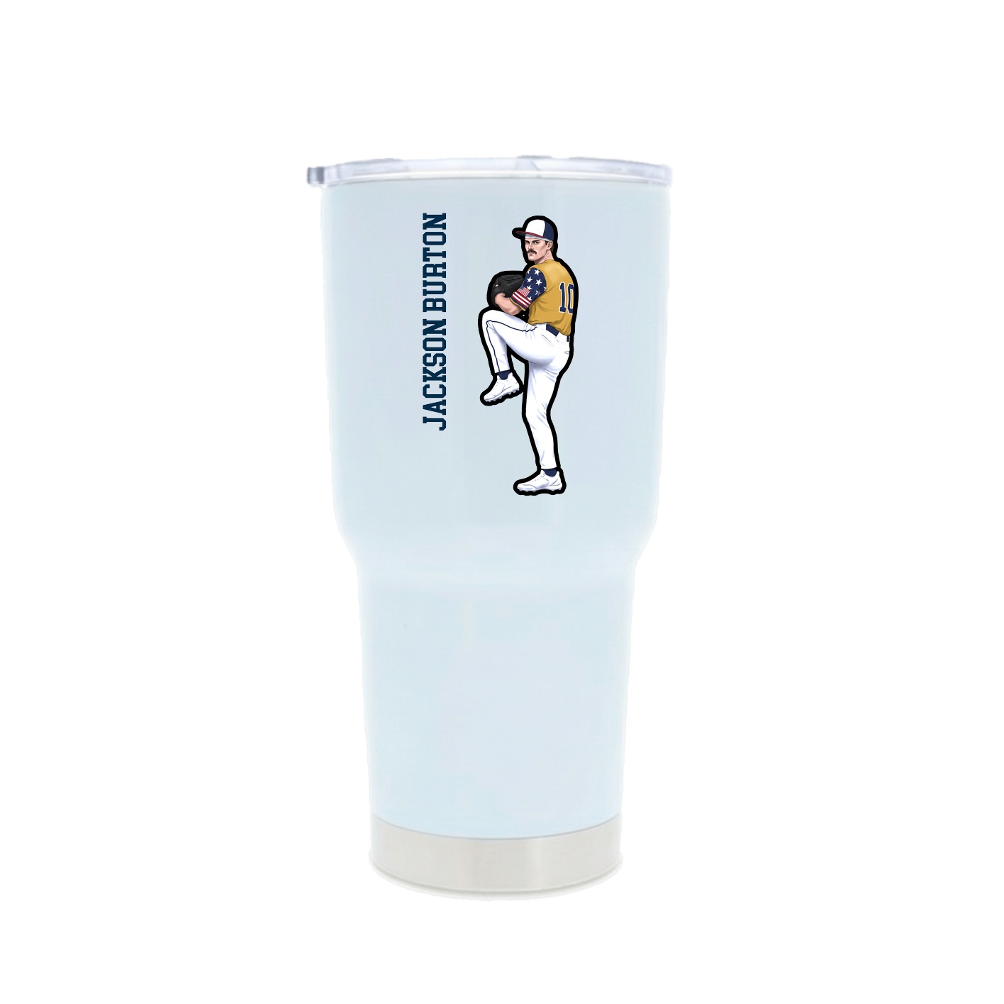 30oz Stainless Steel Tumbler — Name Vertical in White