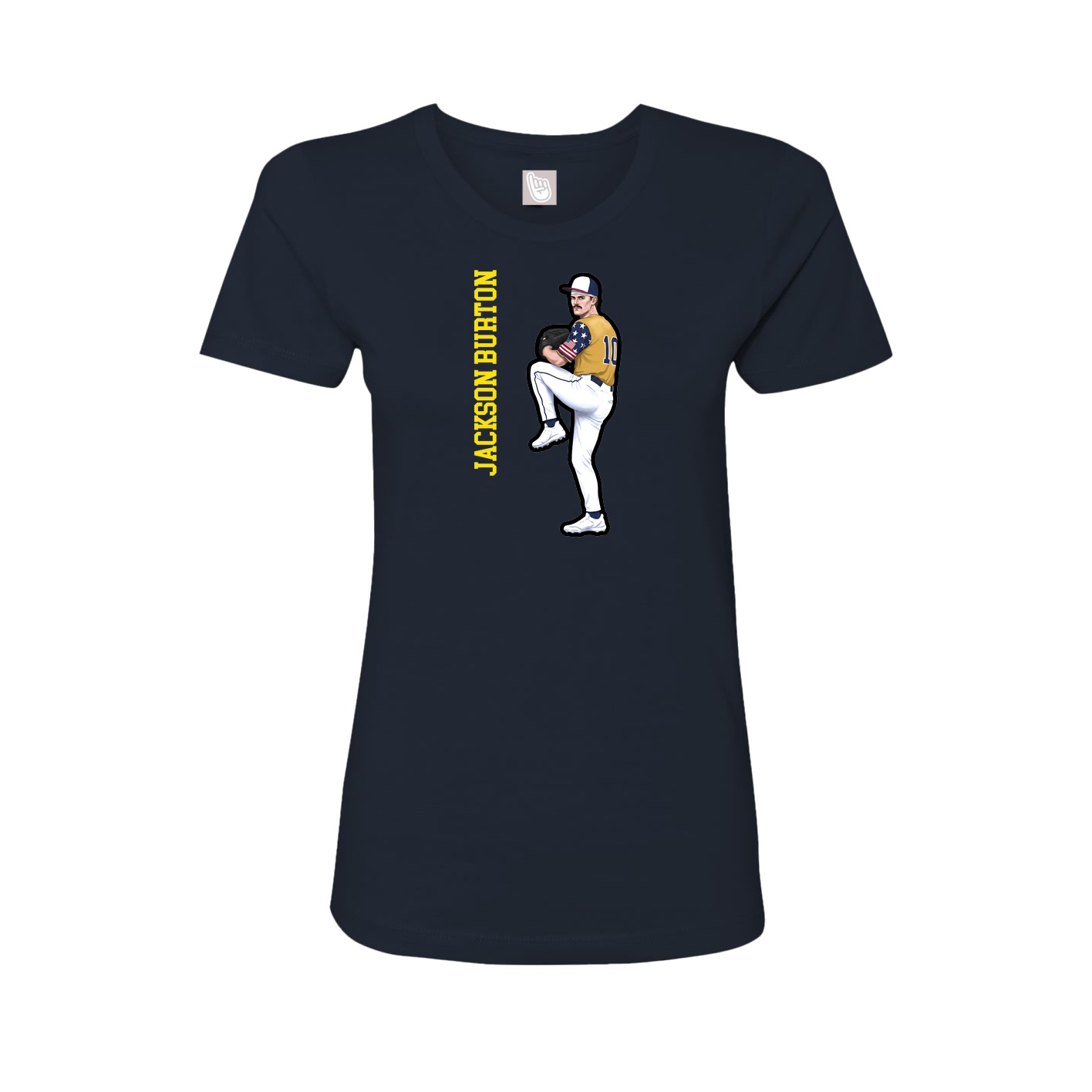 Fitted Women's Tee — Name Vertical in Navy