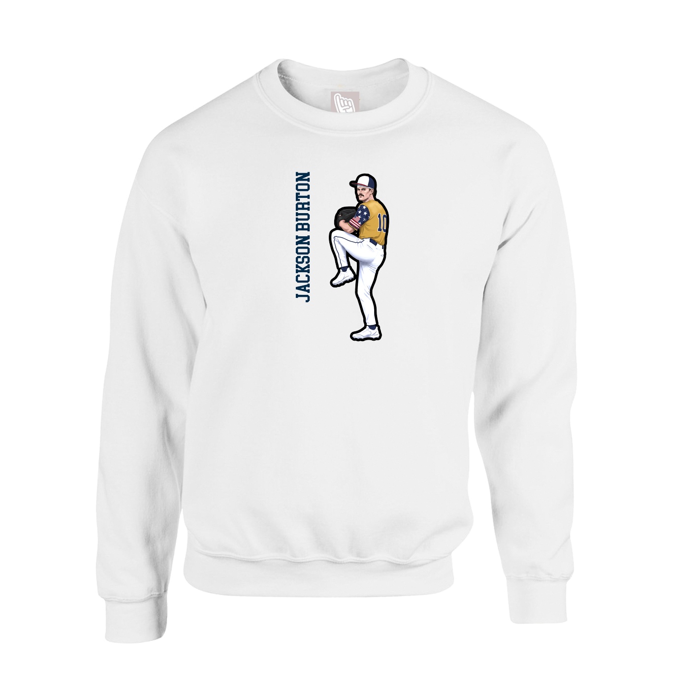 Fleece Crew — Name Vertical in White