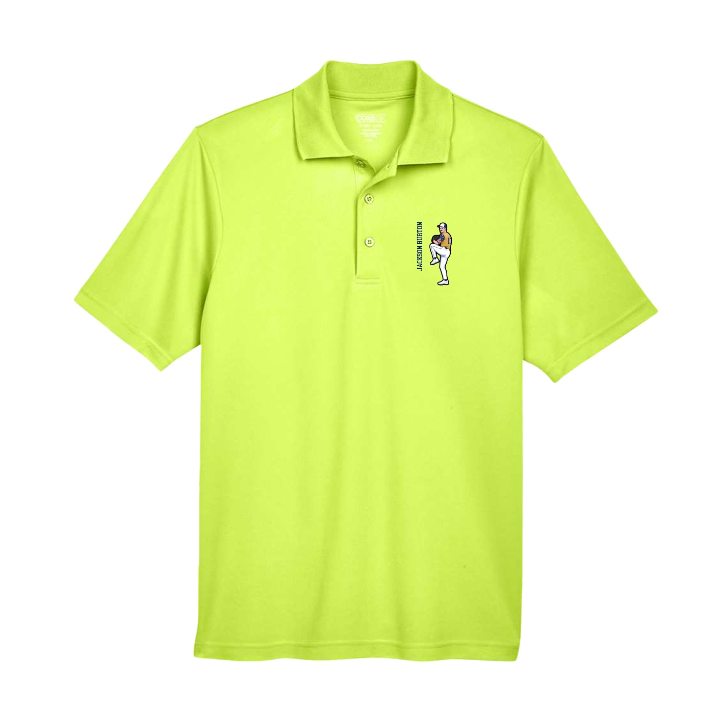 Performance Polo — Name Vertical in Yellow
