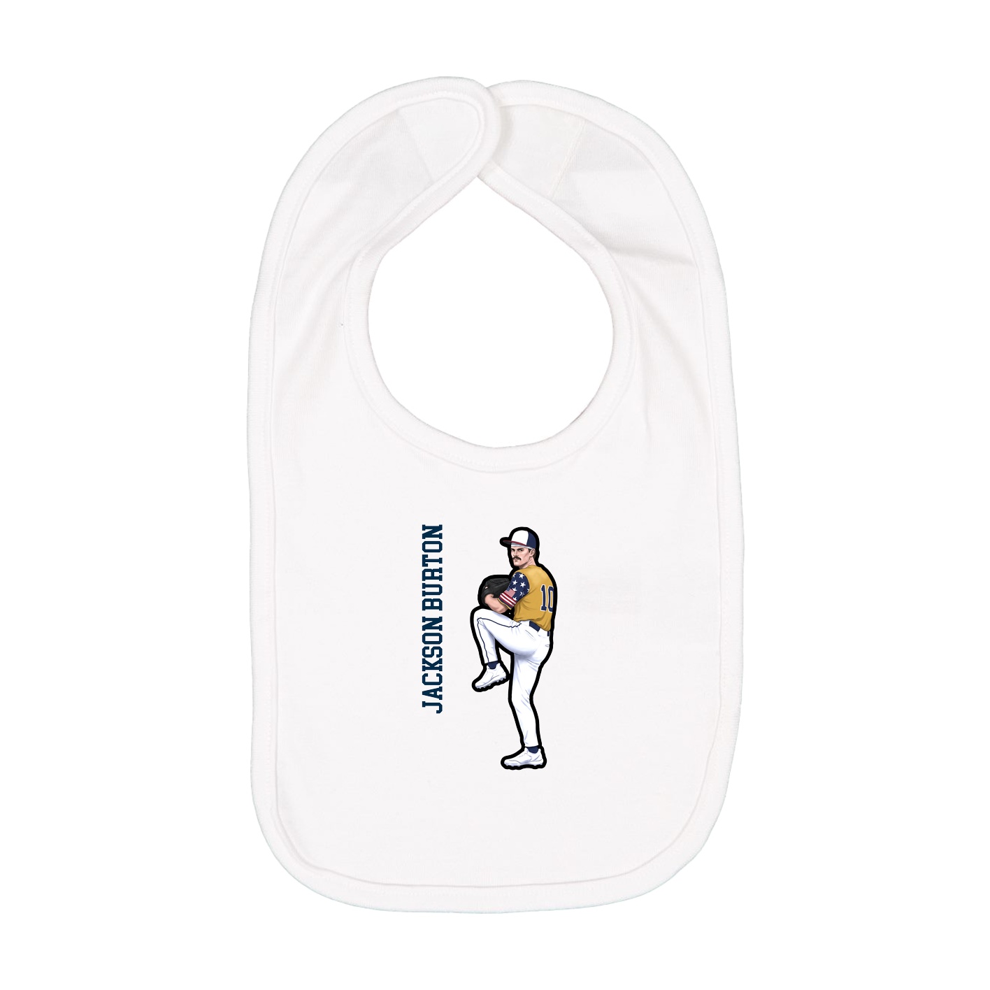 Infant Bib — Name Vertical in White