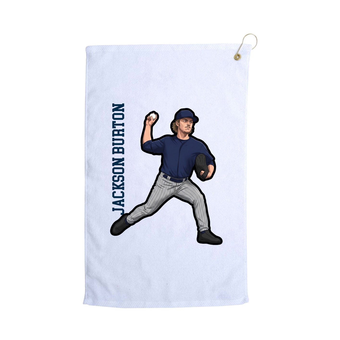 Golf Towel — Name Vertical in White