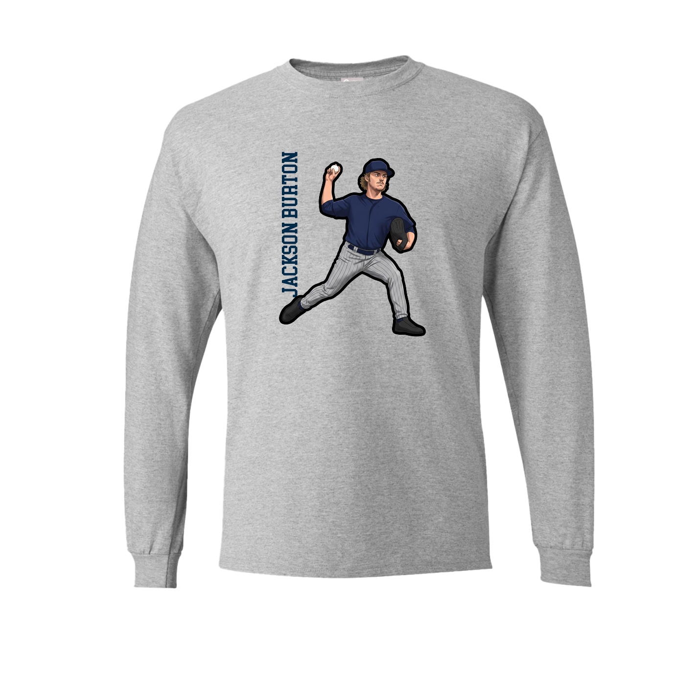 Long Sleeve Tee — Name Vertical in Grey