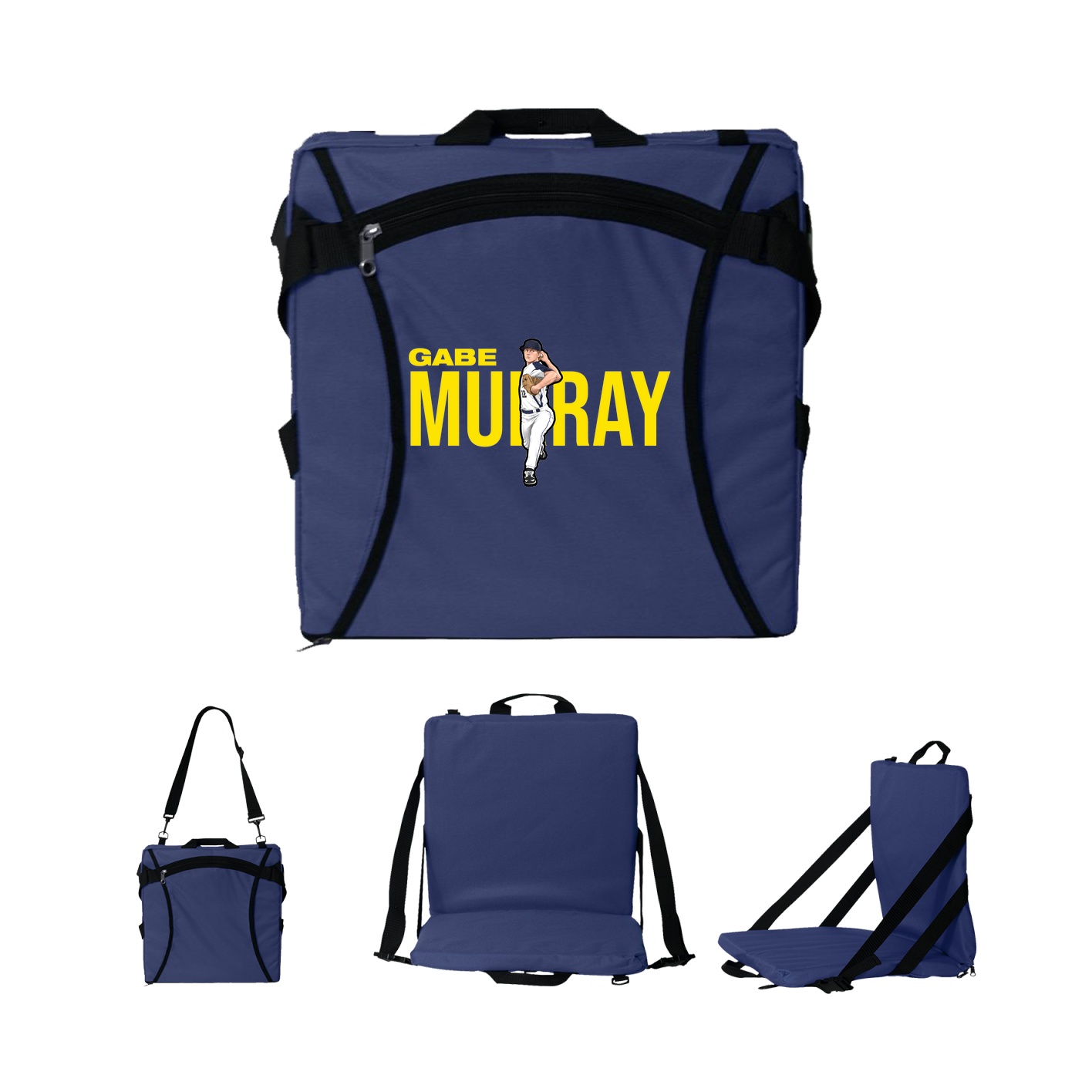 Folding Stadium Seat — Player Name in Navy